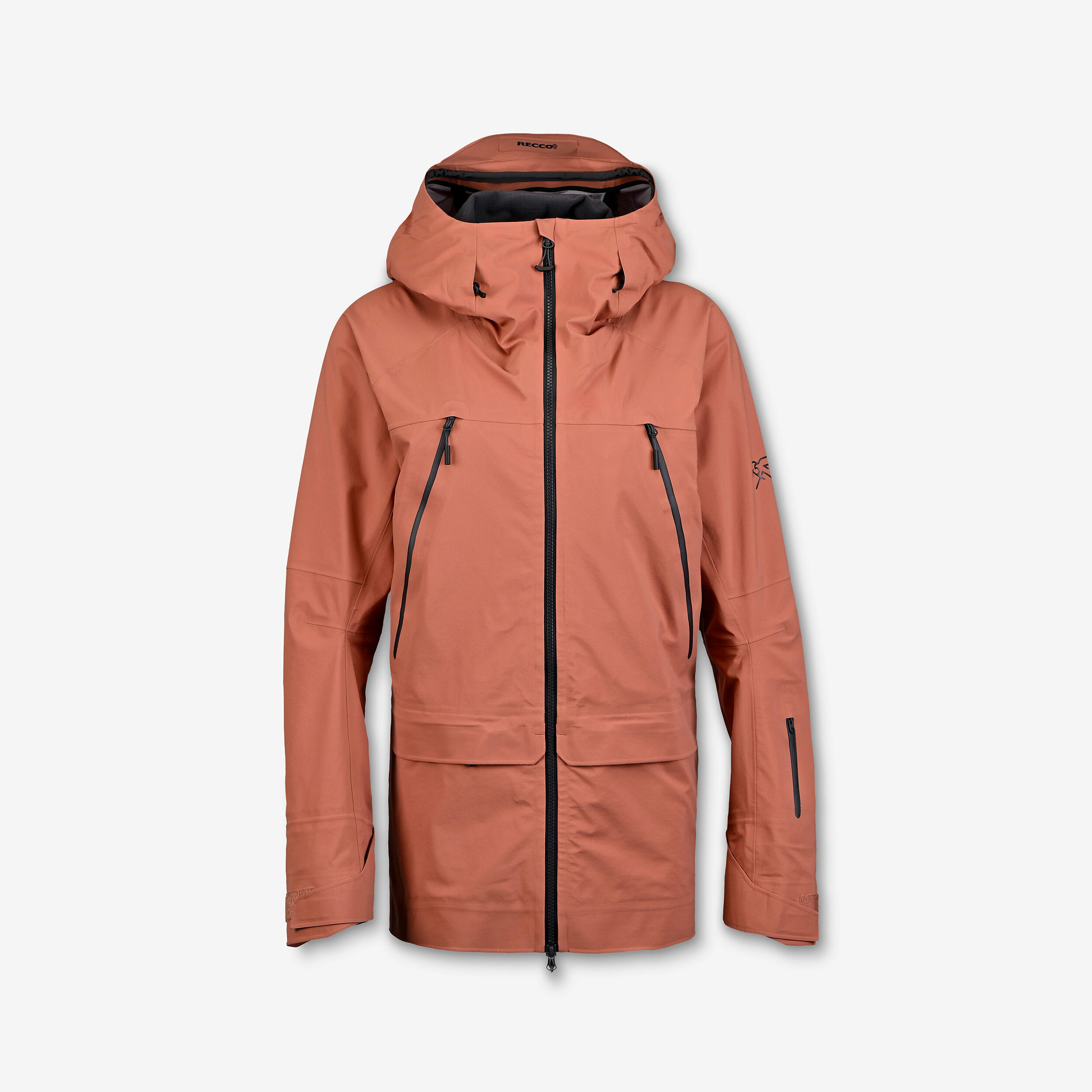 Women’s waterproof Freeride ski jacket, FR900 - Brown