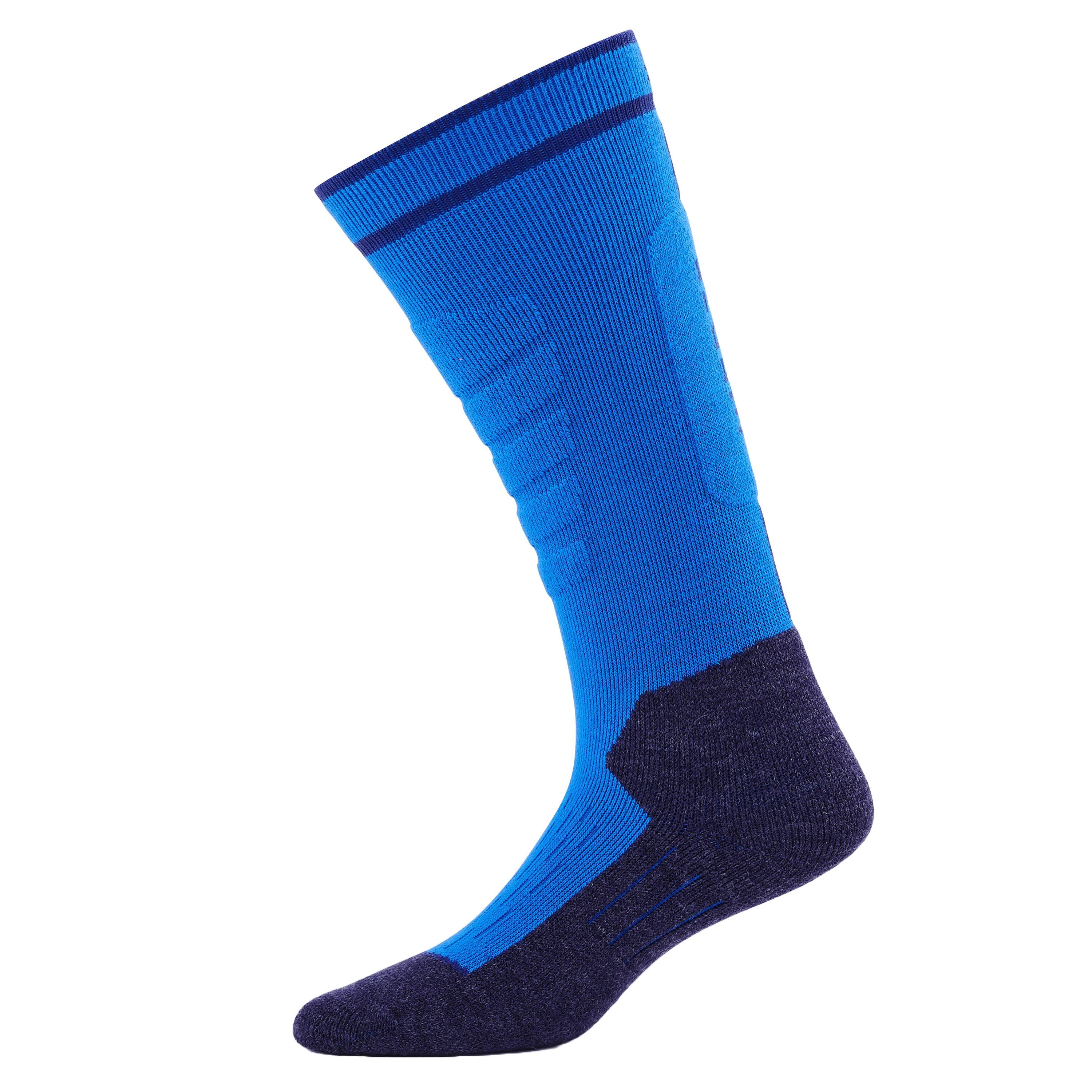 WEDZE KIDS’ SKI AND SNOWBOARD SOCKS 100 - BLUE