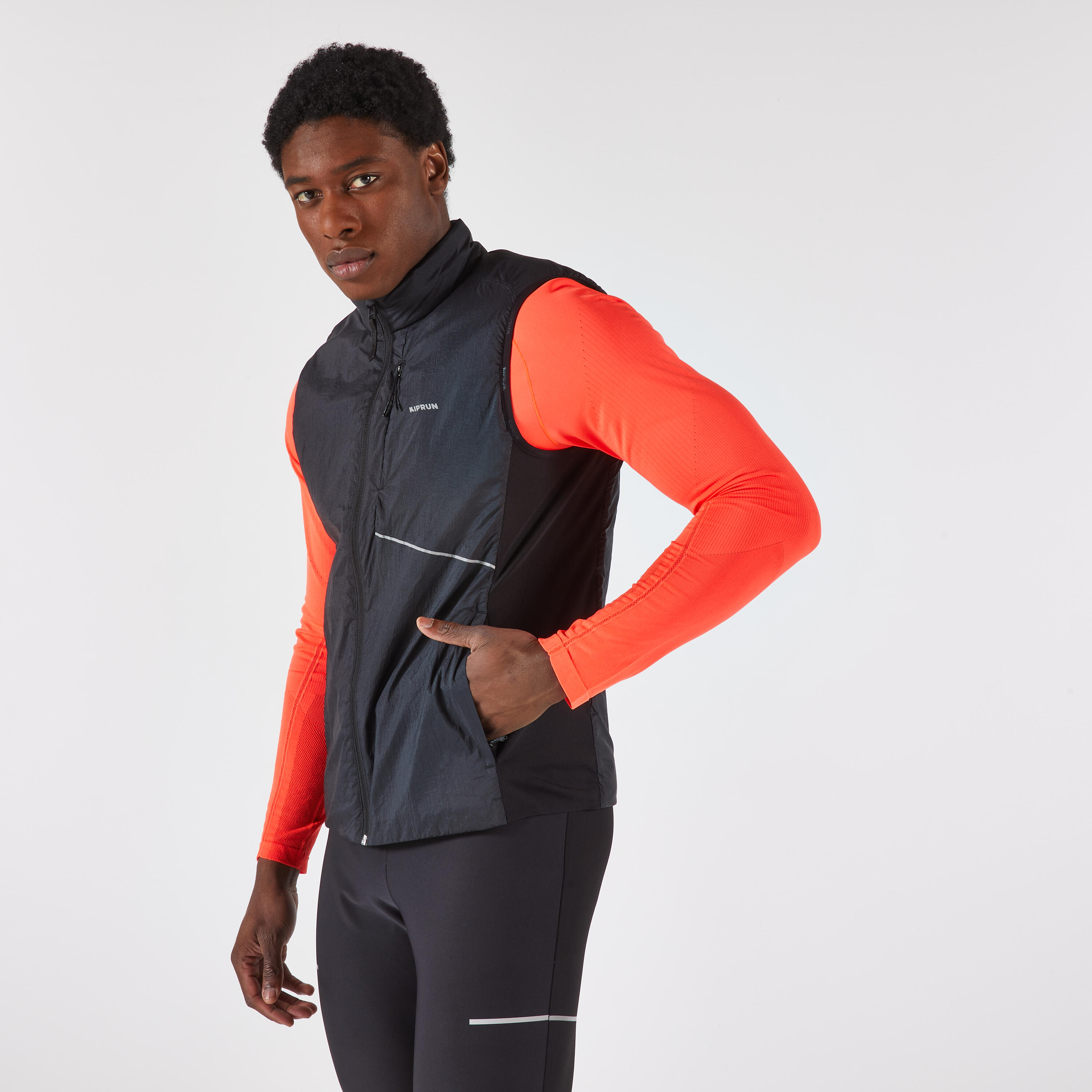 Veste sans manches de course chaude homme, Run 500 3/8
