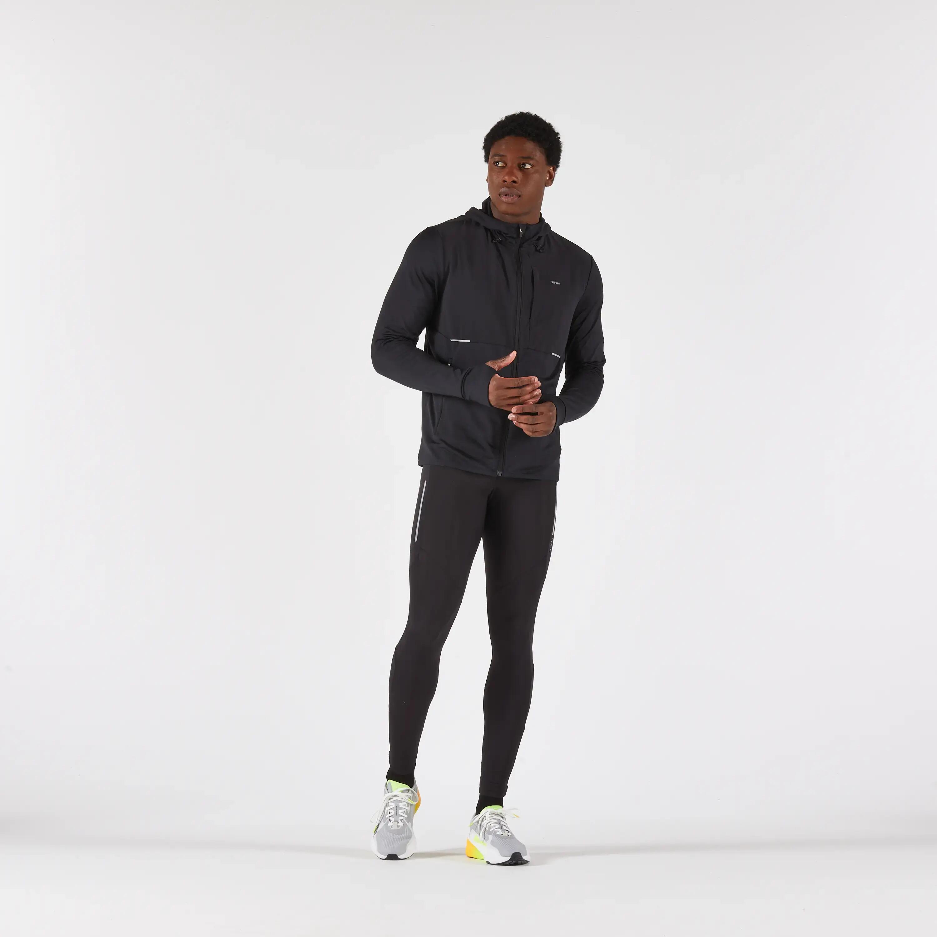 Men's Warm Running Jacket, Kiprun Run 100 - Black -  2