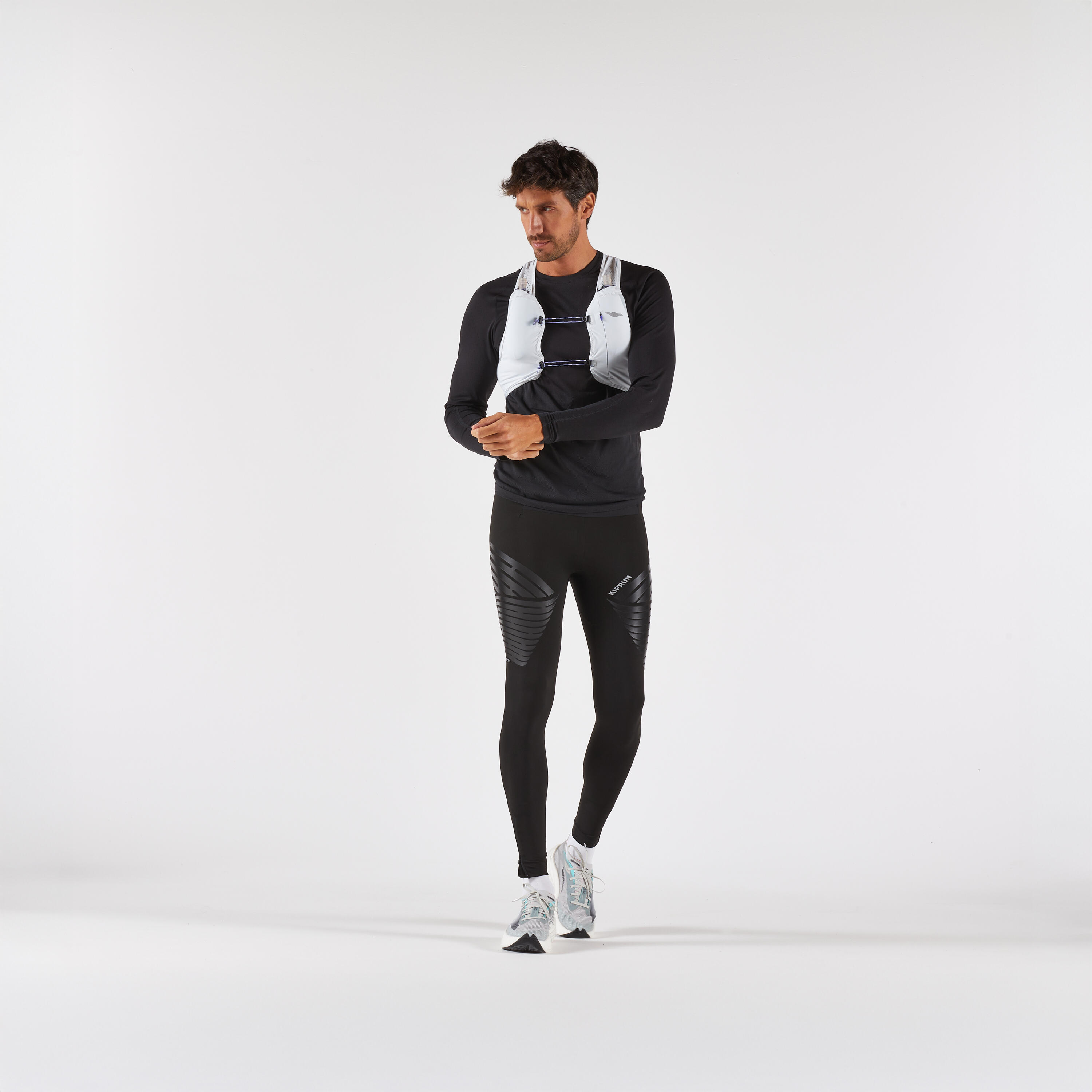 KIPRUN Run Compress 900 RHEON Men's Muscle Support Tights - Black