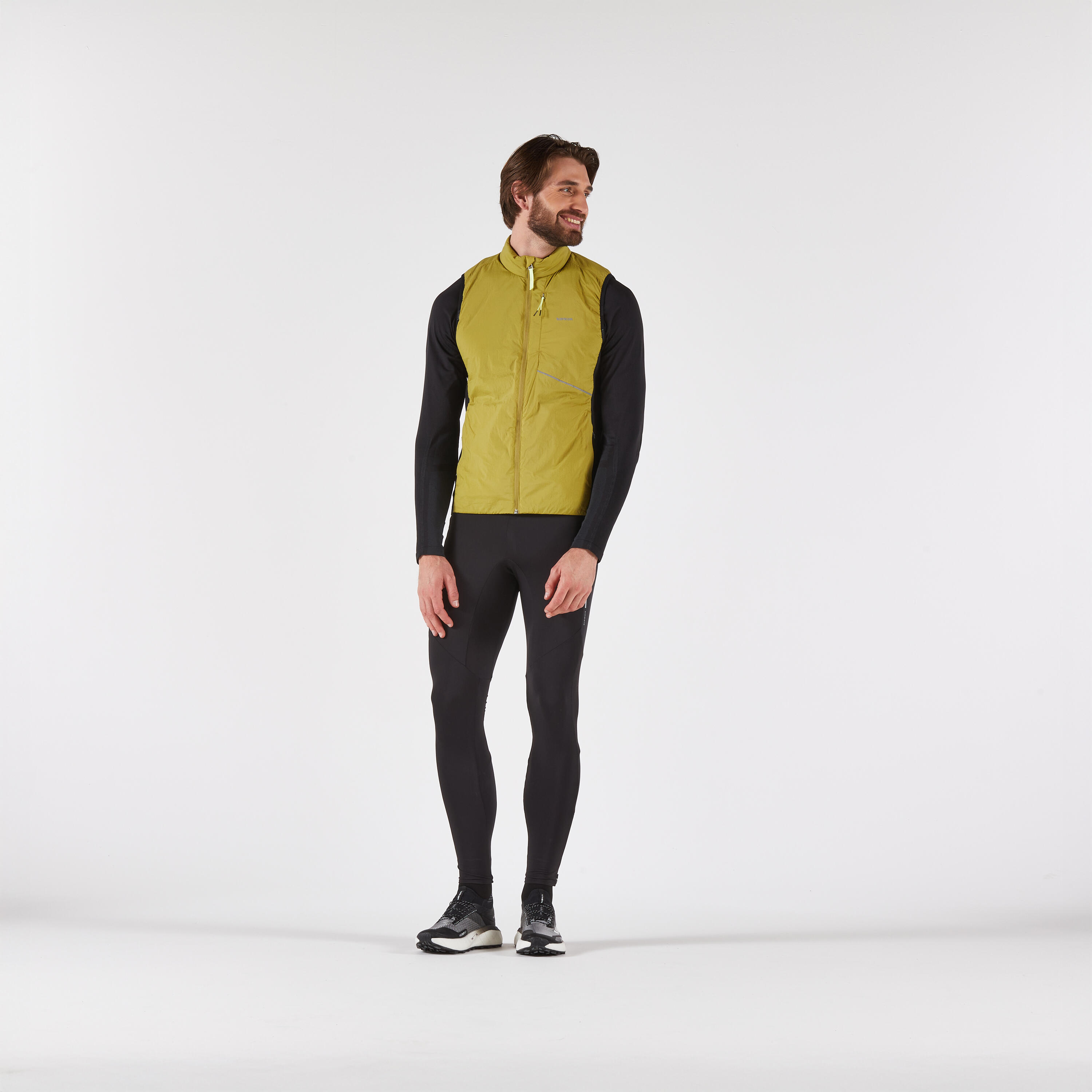 Gilet running uomo RUN WARM 500 verde militare 6/6