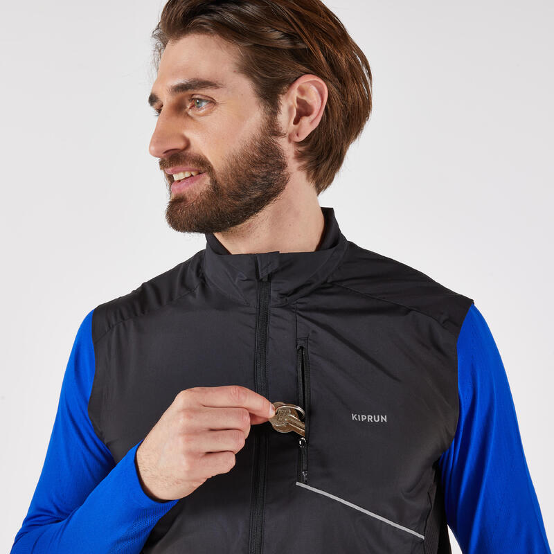Erkek Kolsuz Koşu Rüzgarlığı - Siyah - Kiprun Run 500