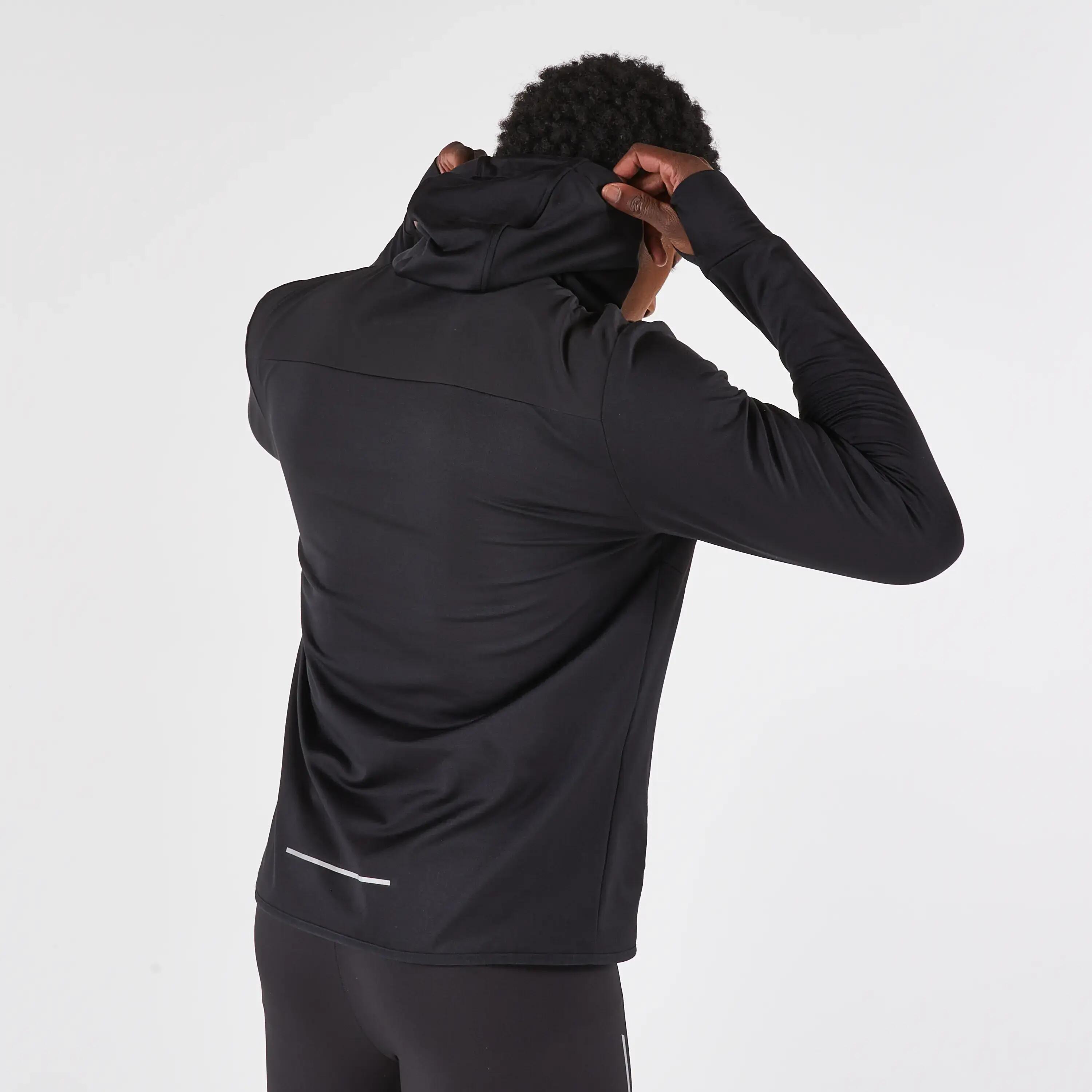 Men's Warm Running Jacket, Kiprun Run 100 - Black -  5