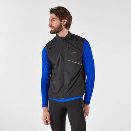 Veste de running coupe vent sans manche Homme, KIPRUN Run 500 noire