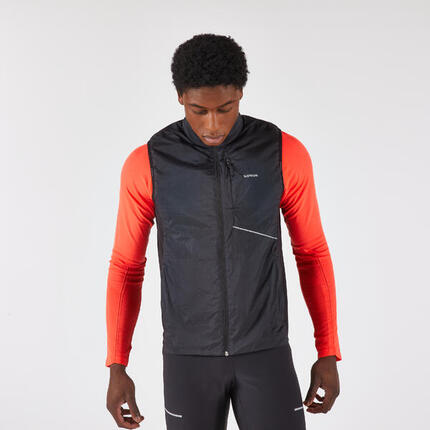 Veste sans manche chaude de running Homme, KIPRUN SL 500 warm noir