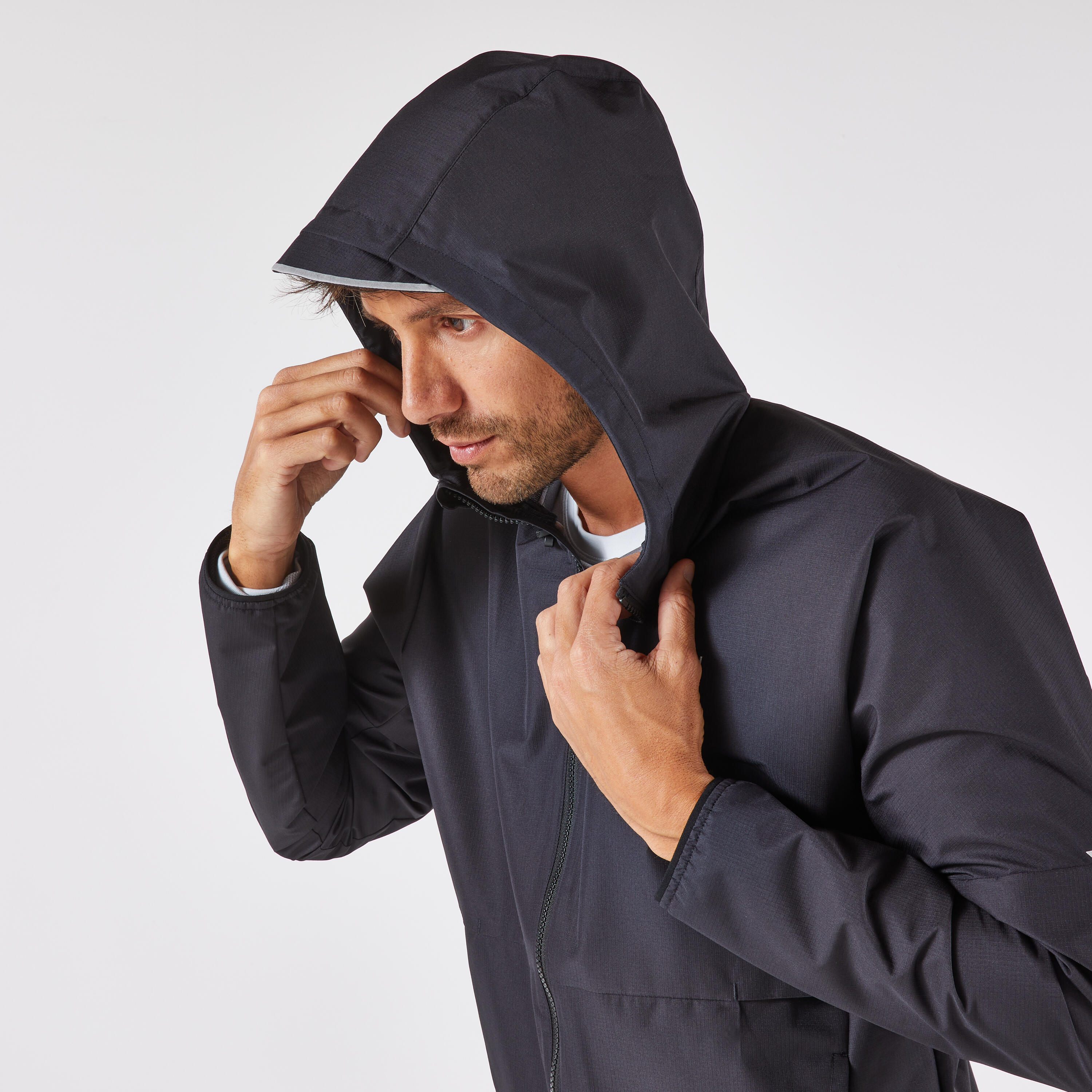 Chamarra impermeable Run 100 hombre negra  5/7