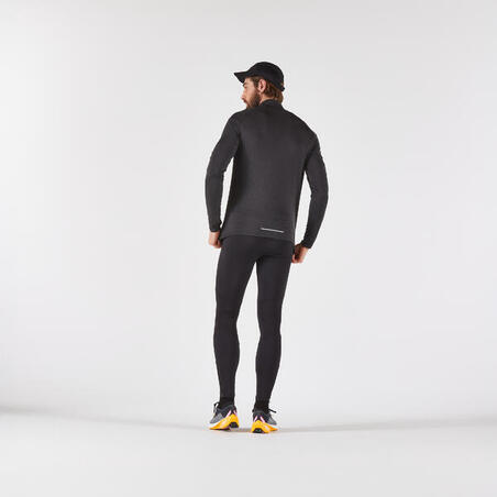 Футболка чоловіча RUN 100 з довгими рукавами для бігу чорна