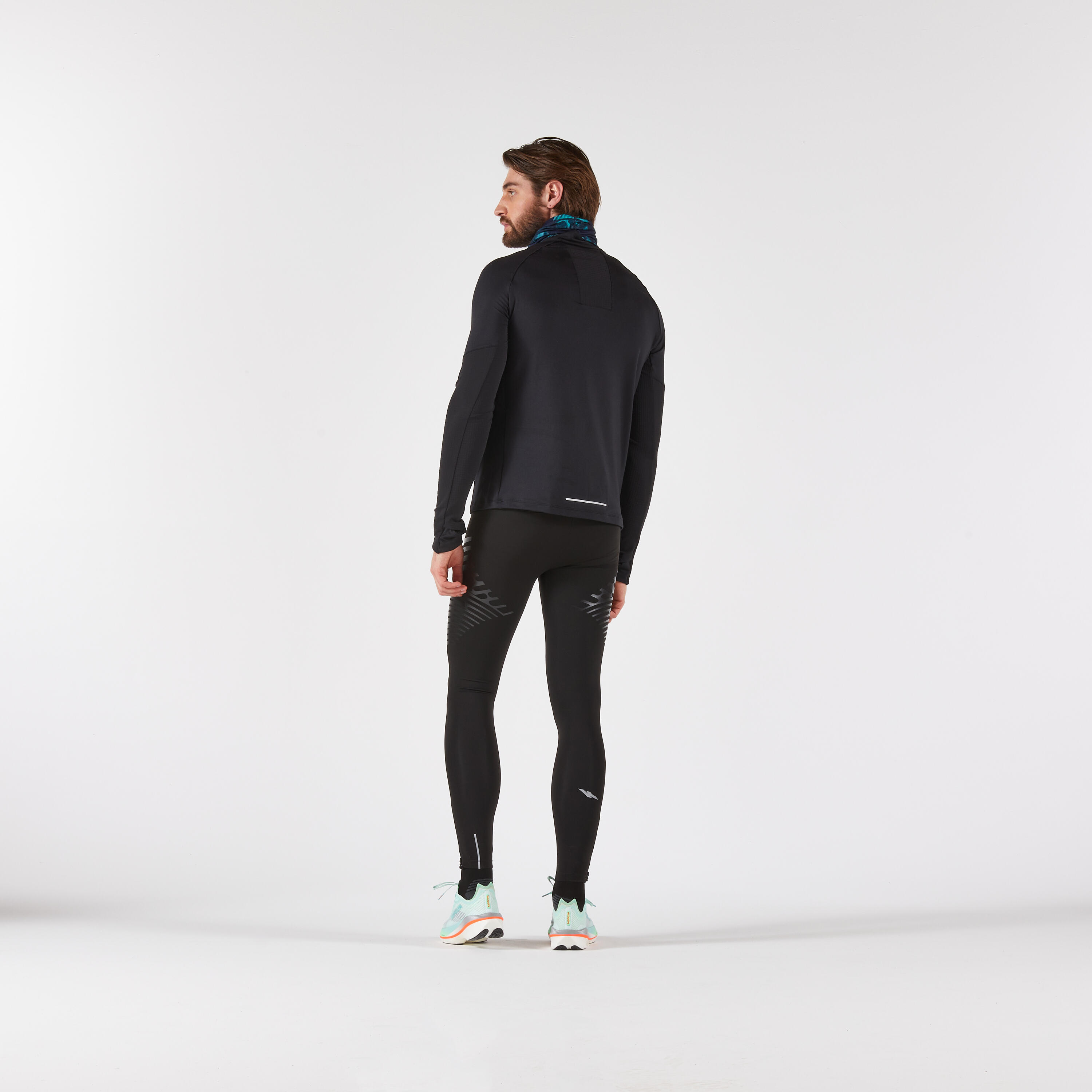 Chandail de course à manches longues chaud avec demi-zip homme, Run 500 7/7