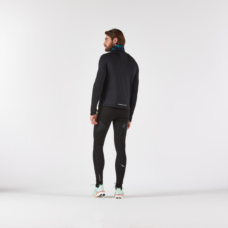 Erkek Uzun Kollu Koşu Tişörtü - Siyah - Kiprun Run 500 Warm