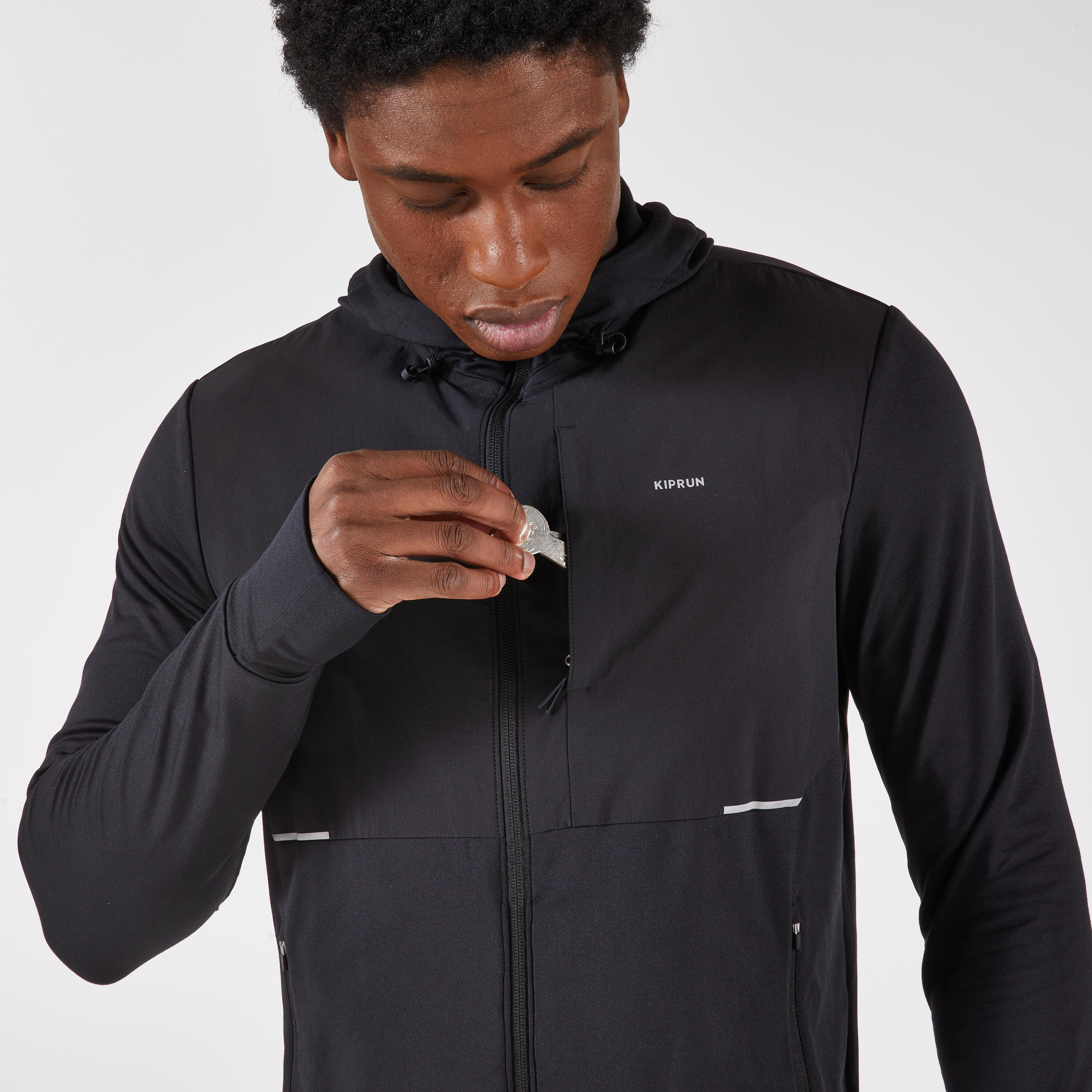 Veste de course chaude homme, Run 100 8/9
