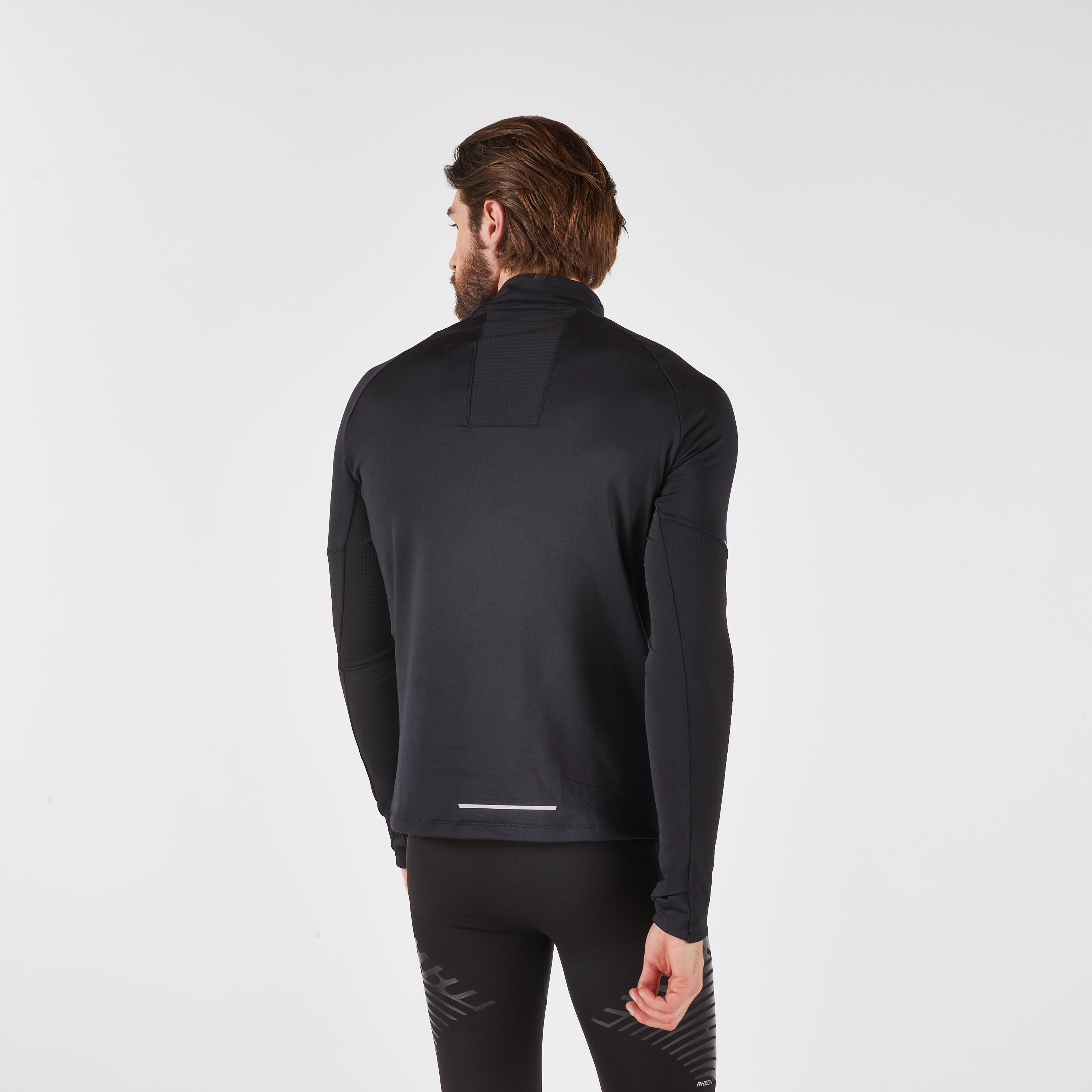 Chandail de course à manches longues chaud avec demi-zip homme, Run 500 2/7