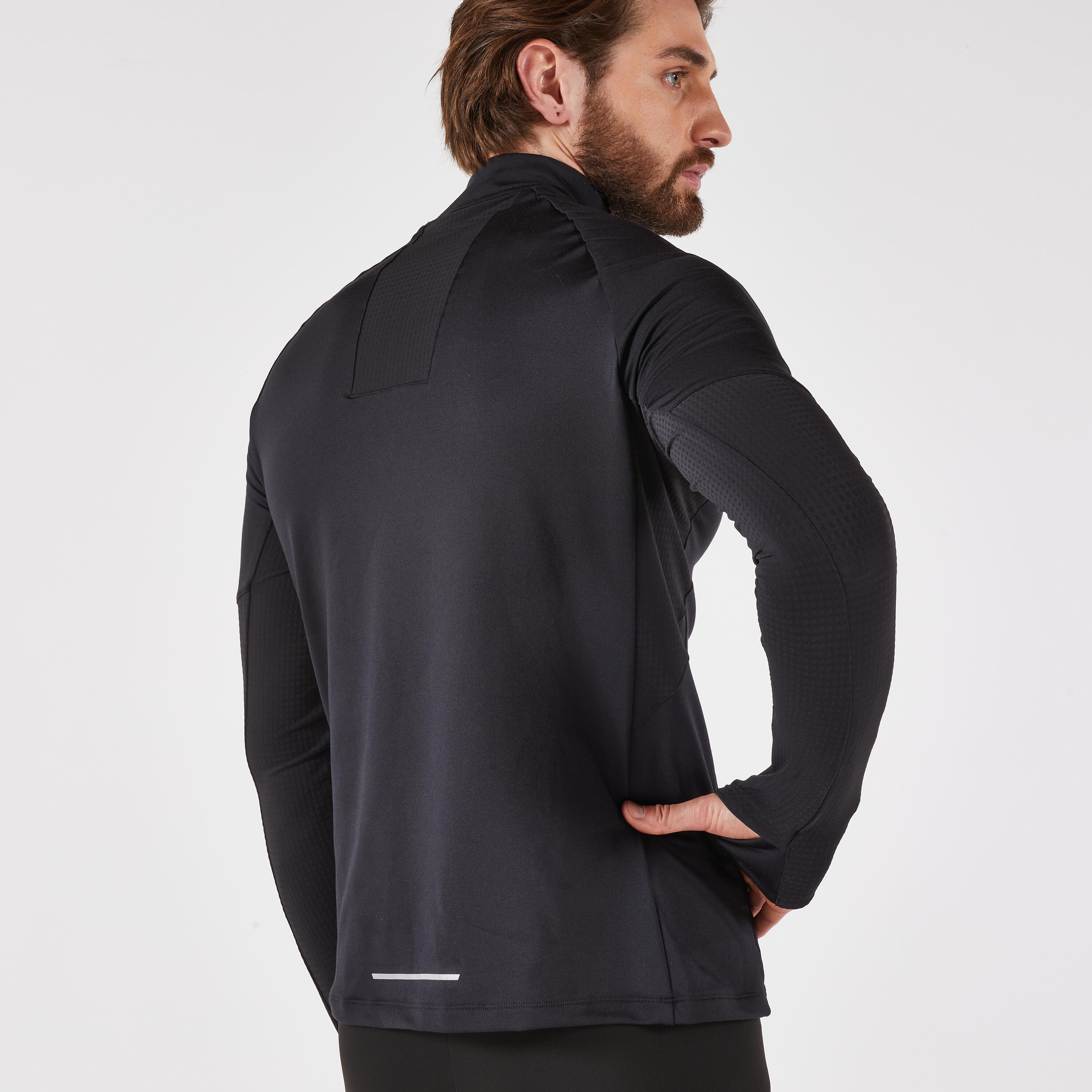 Chandail de course à manches longues chaud avec demi-zip homme, Run 500 - KIPRUN