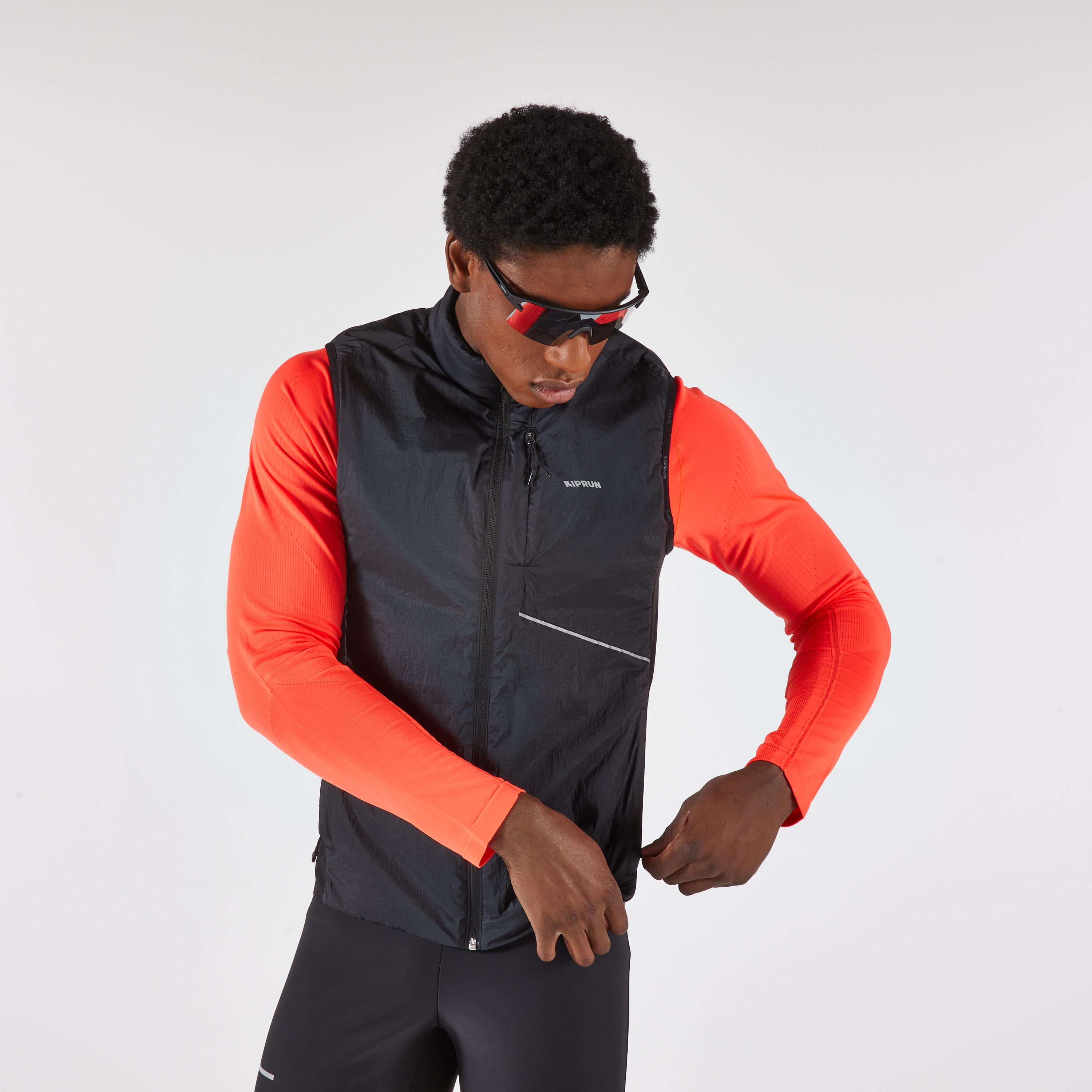Veste sans manches de course chaude homme, Run 500 5/8