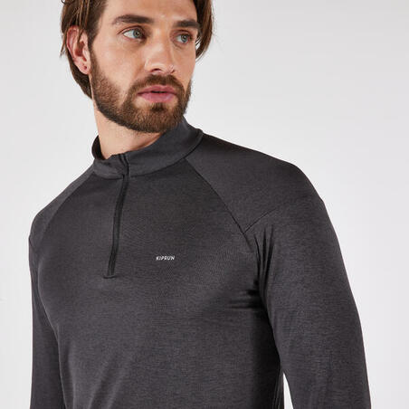 Футболка чоловіча RUN 100 з довгими рукавами для бігу чорна