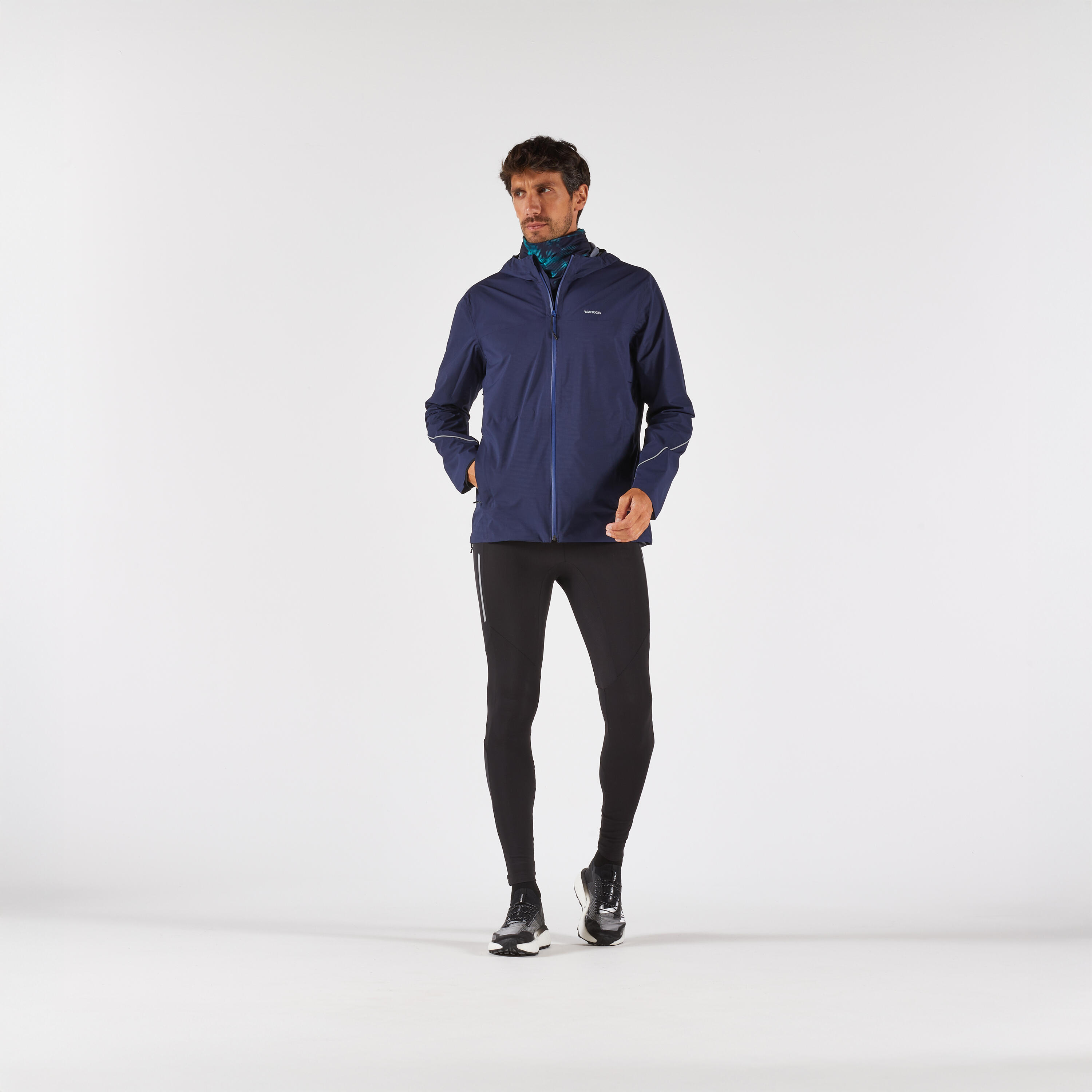 Kiprun Warm+V2 Adult Running Neck Warmer - Blue and Green Graphics