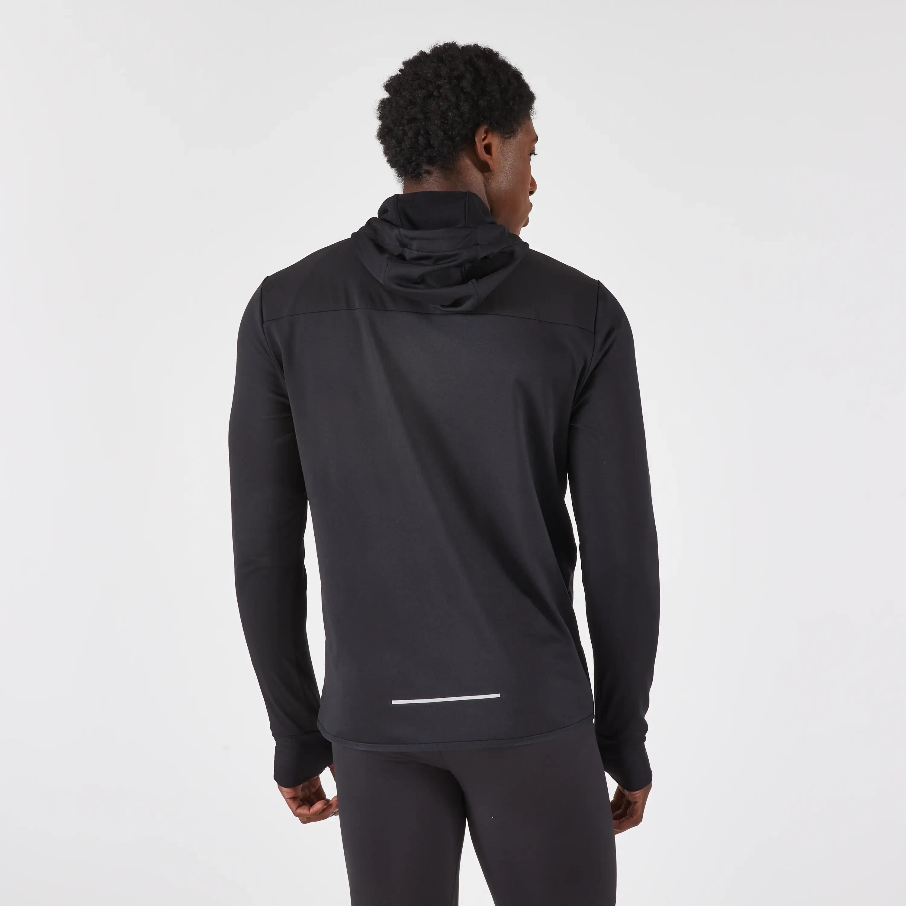 Men's Warm Running Jacket, Kiprun Run 100 - Black -  3