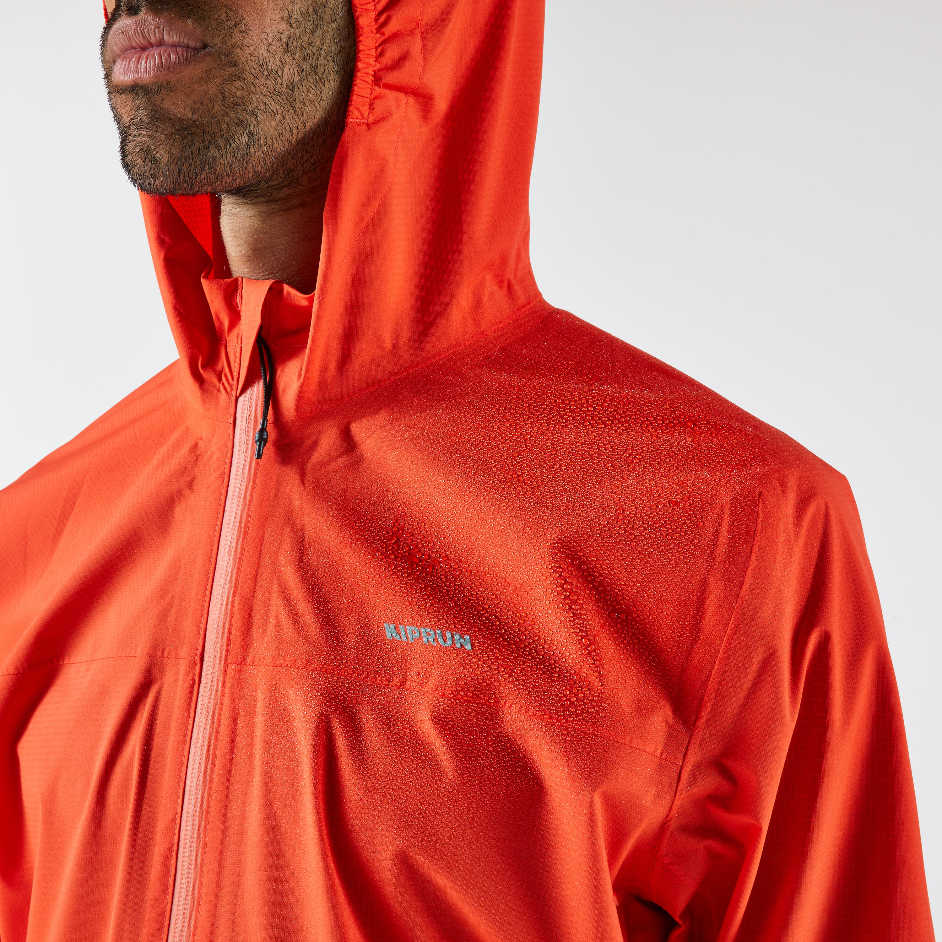 Giacca impermeabile running e trail uomo RUN 500 rossa KIPRUN