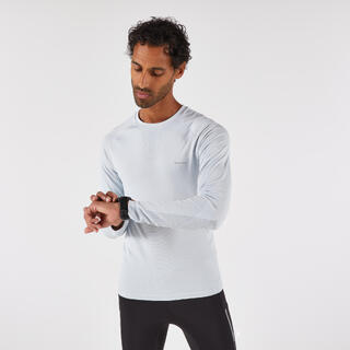 KIPRUN Maglia termica manica lunga running uomo RUN 500 grigio chiaro