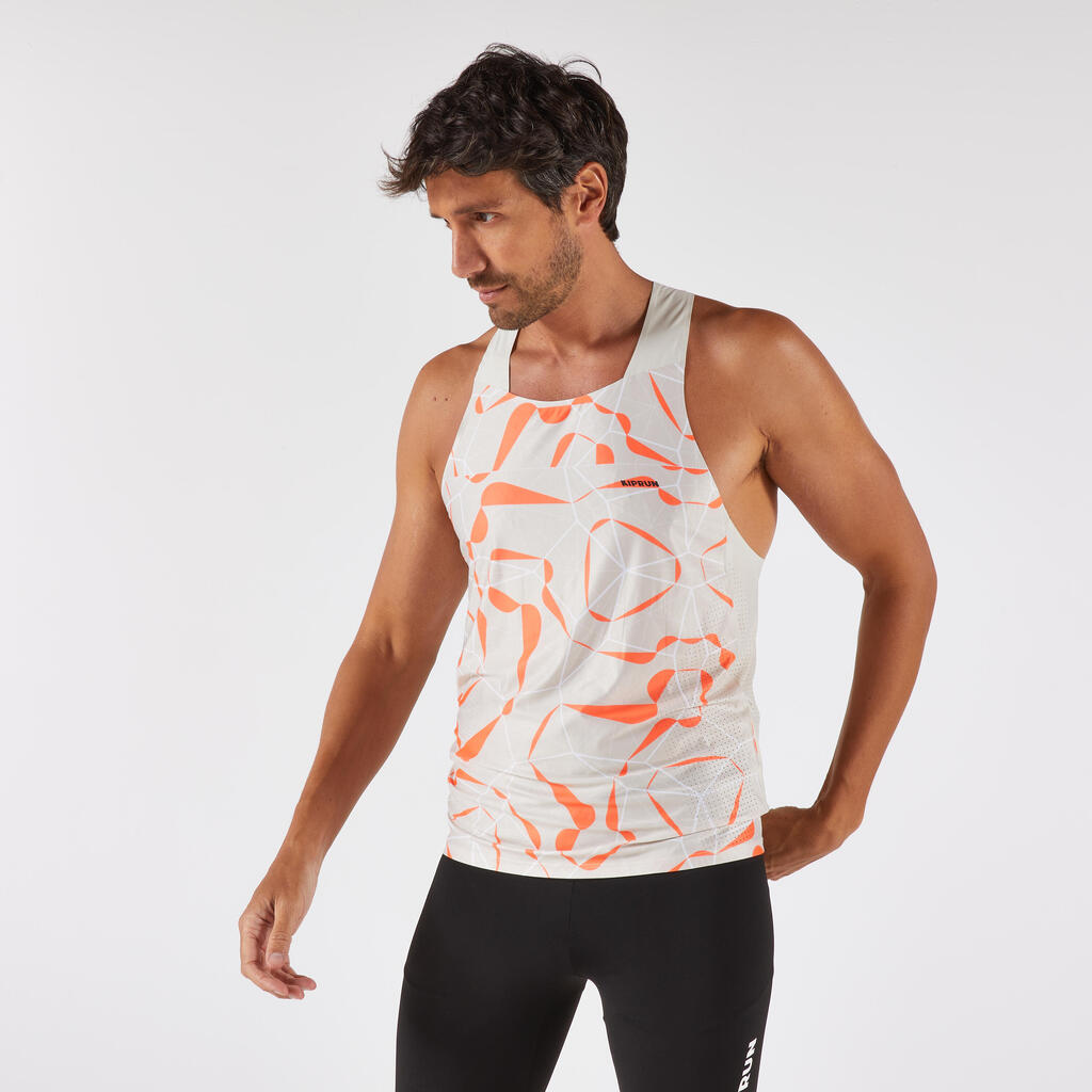 Men's Running Premium Tank Top Kiprun 900 Replika OBVIOUS Beige