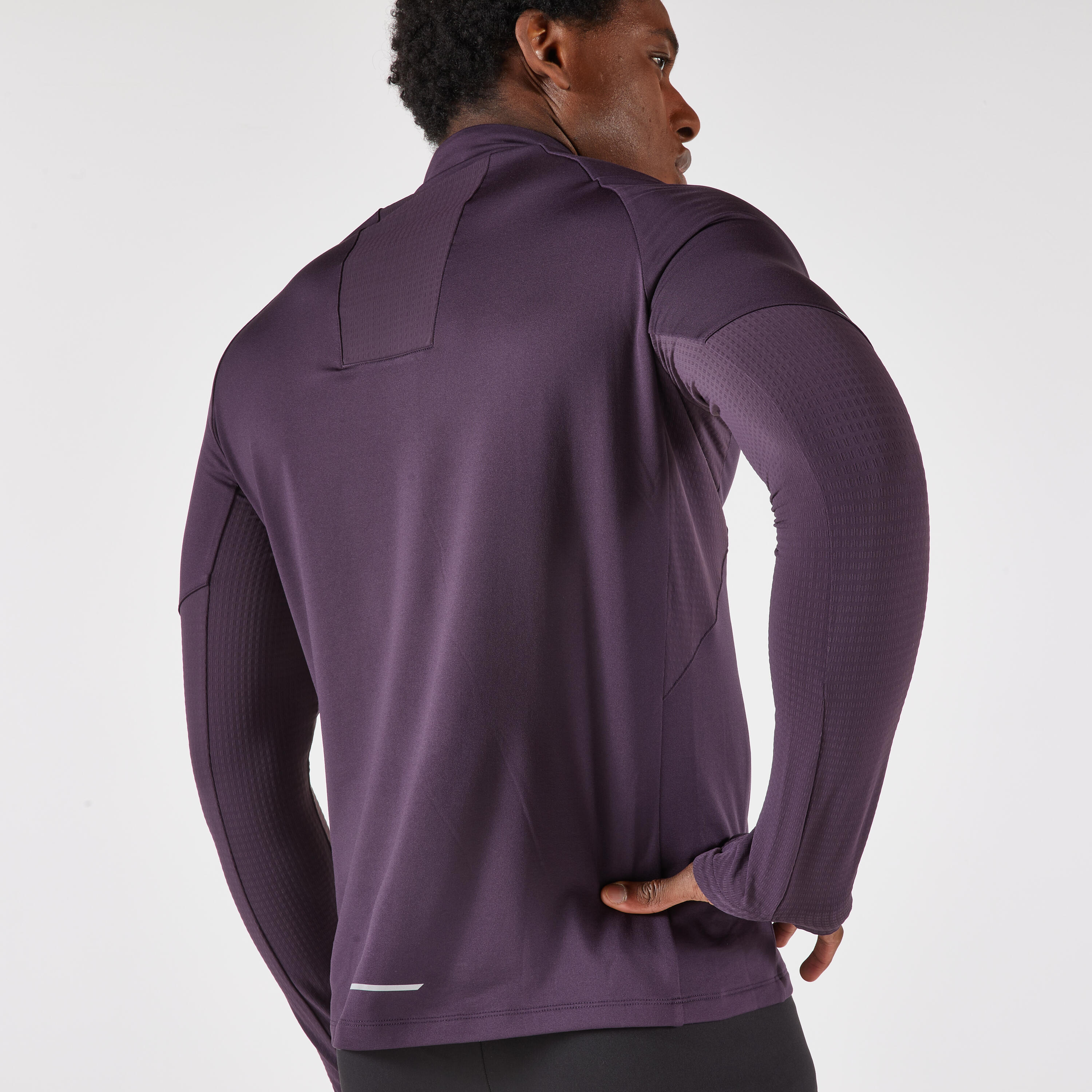 Maglia manica lunga running uomo RUN 500 WARM bordeaux 7/11