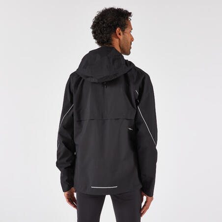 Куртка чоловіча RUN 500 для бігу водонепроникна чорна