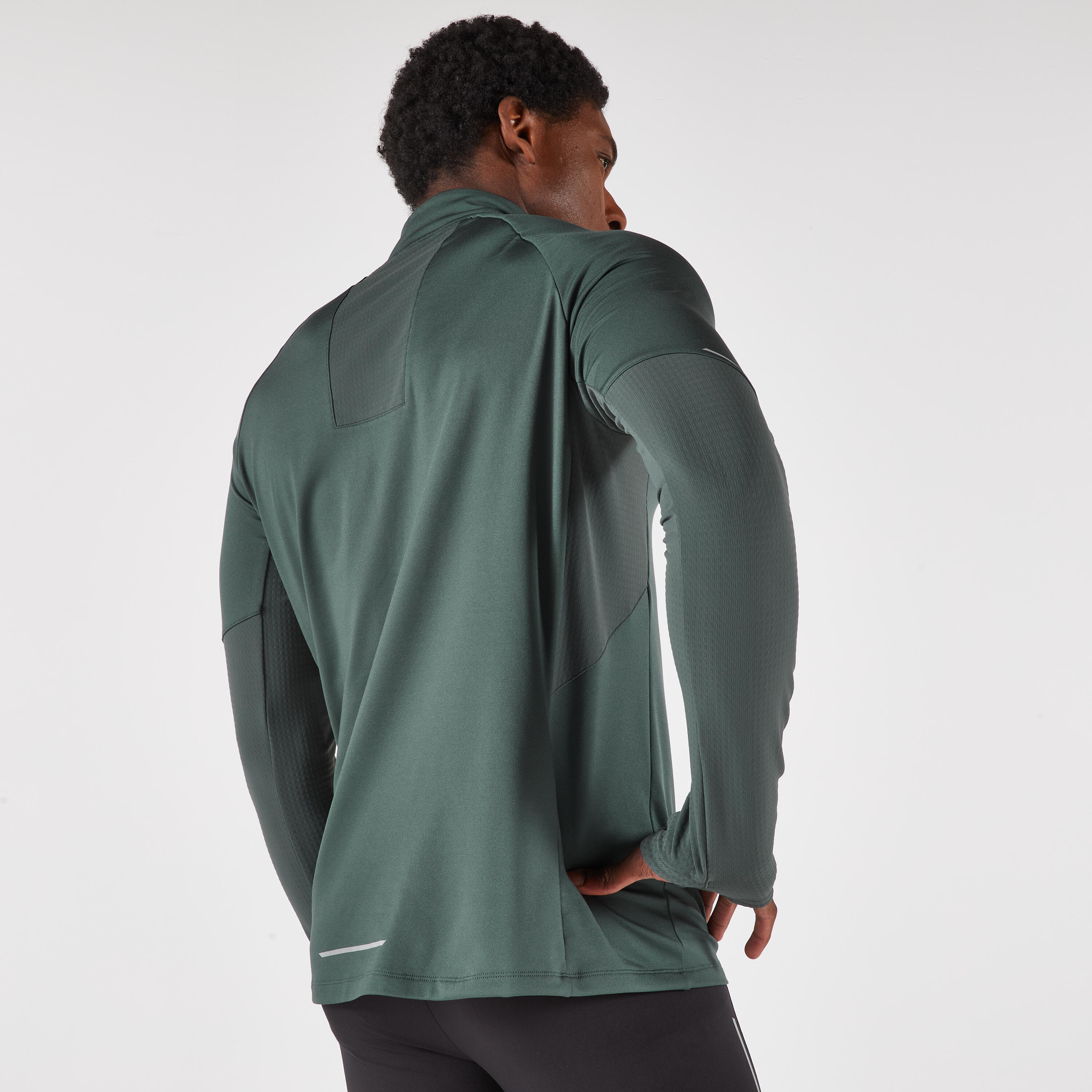 Men's Warm Long-Sleeved Half-Zip Running T-Shirt, Run 500