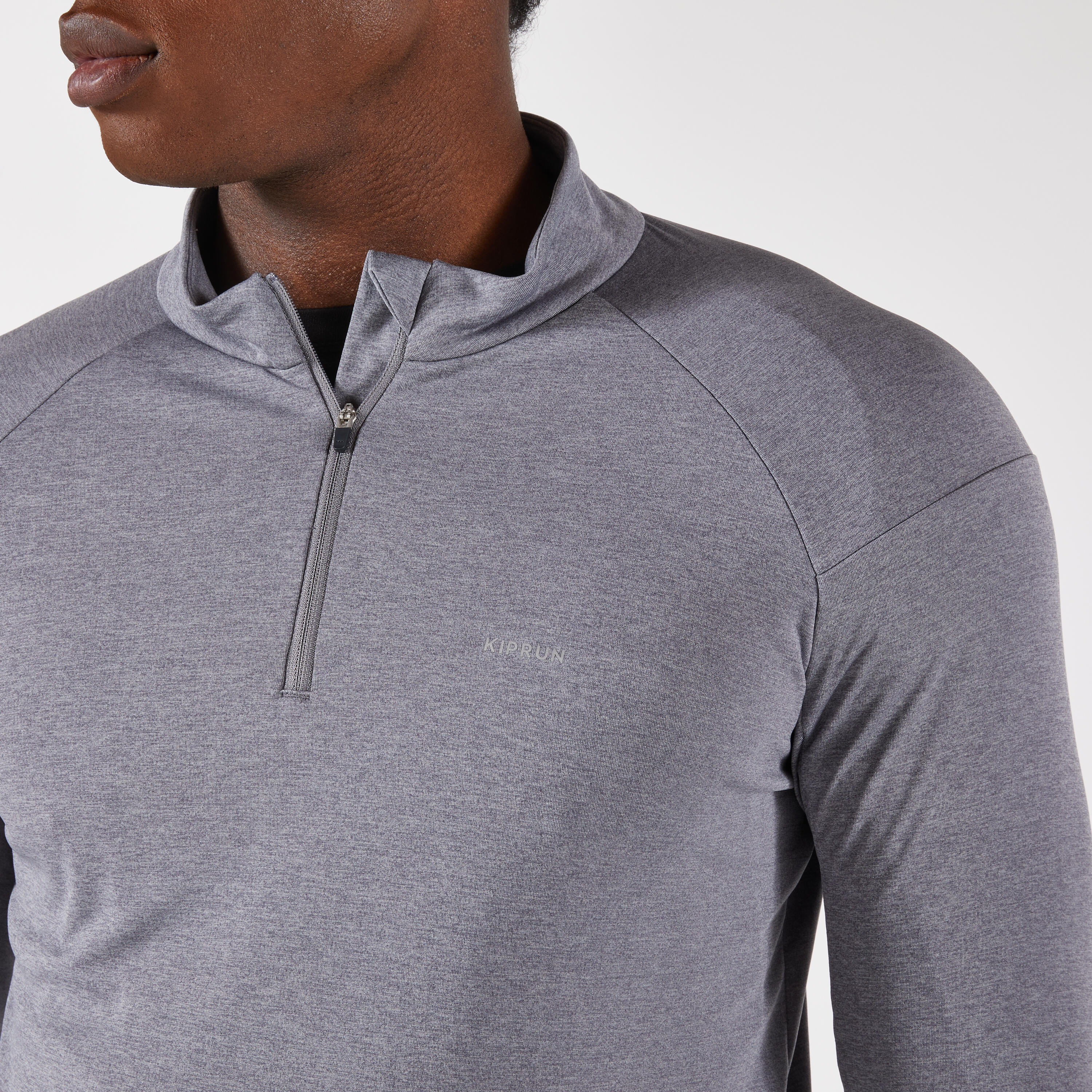 Chandail de course à manches longues et demi-zip respirant homme, Run 100 - KIPRUN