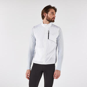 Chaleco cortaviento de running Hombre - KIPRUN Run 500 blanco