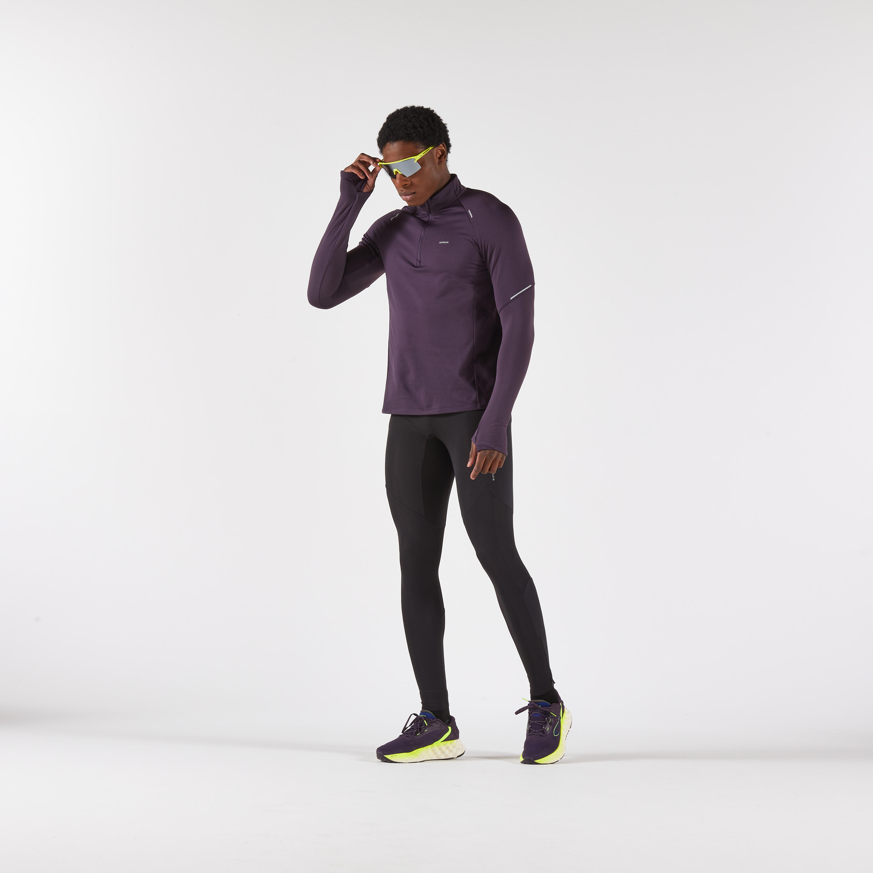 Men's Warm Long-Sleeved Half-Zip Running T-Shirt, Run 500 - KIPRUN