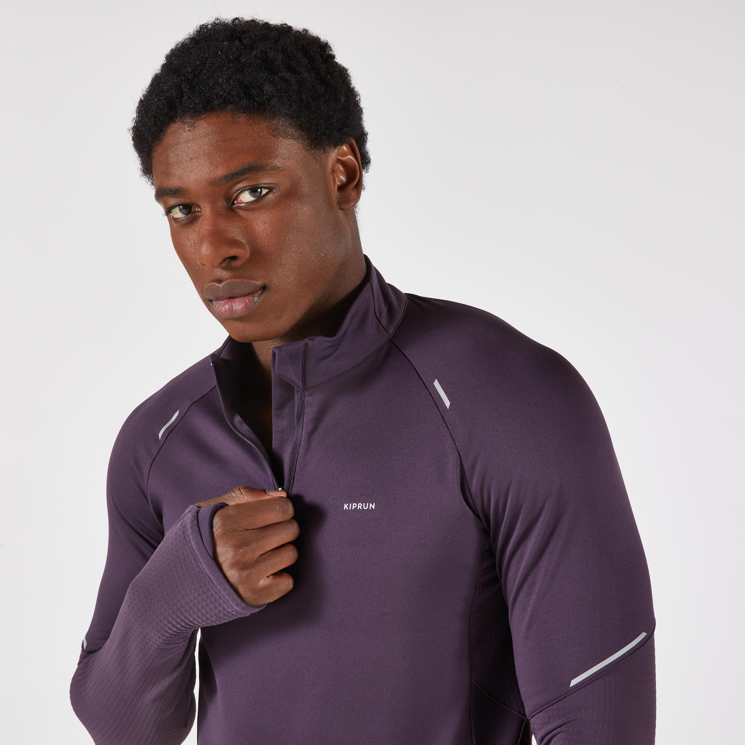 Men's Warm Long-Sleeved Half-Zip Running T-Shirt, Run 500 - KIPRUN