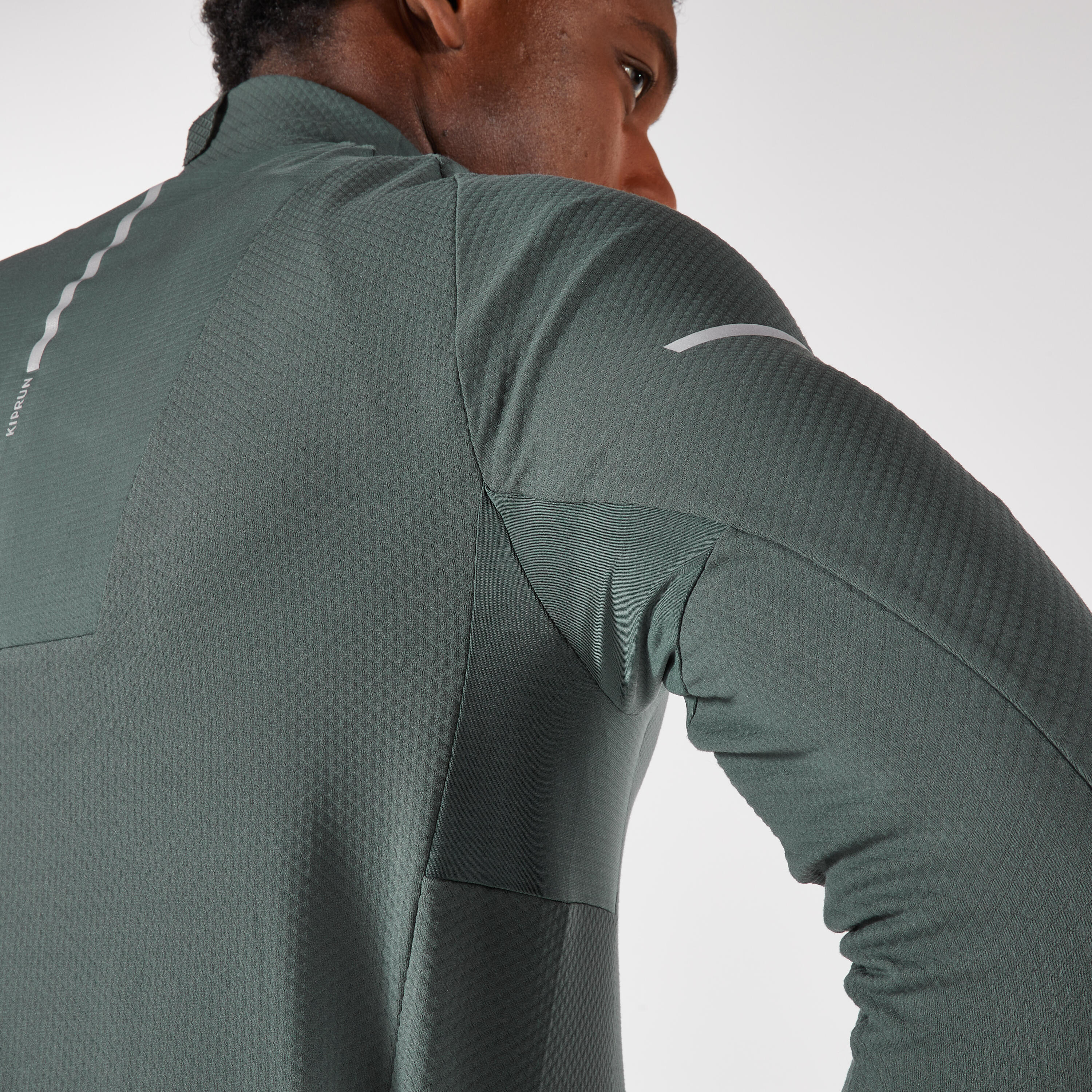 Men's KIPRUN Run 900 Warm Long-sleeved Zip Running T-Shirt - Green 4/7