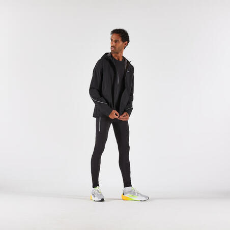 Куртка чоловіча RUN 500 для бігу водонепроникна чорна