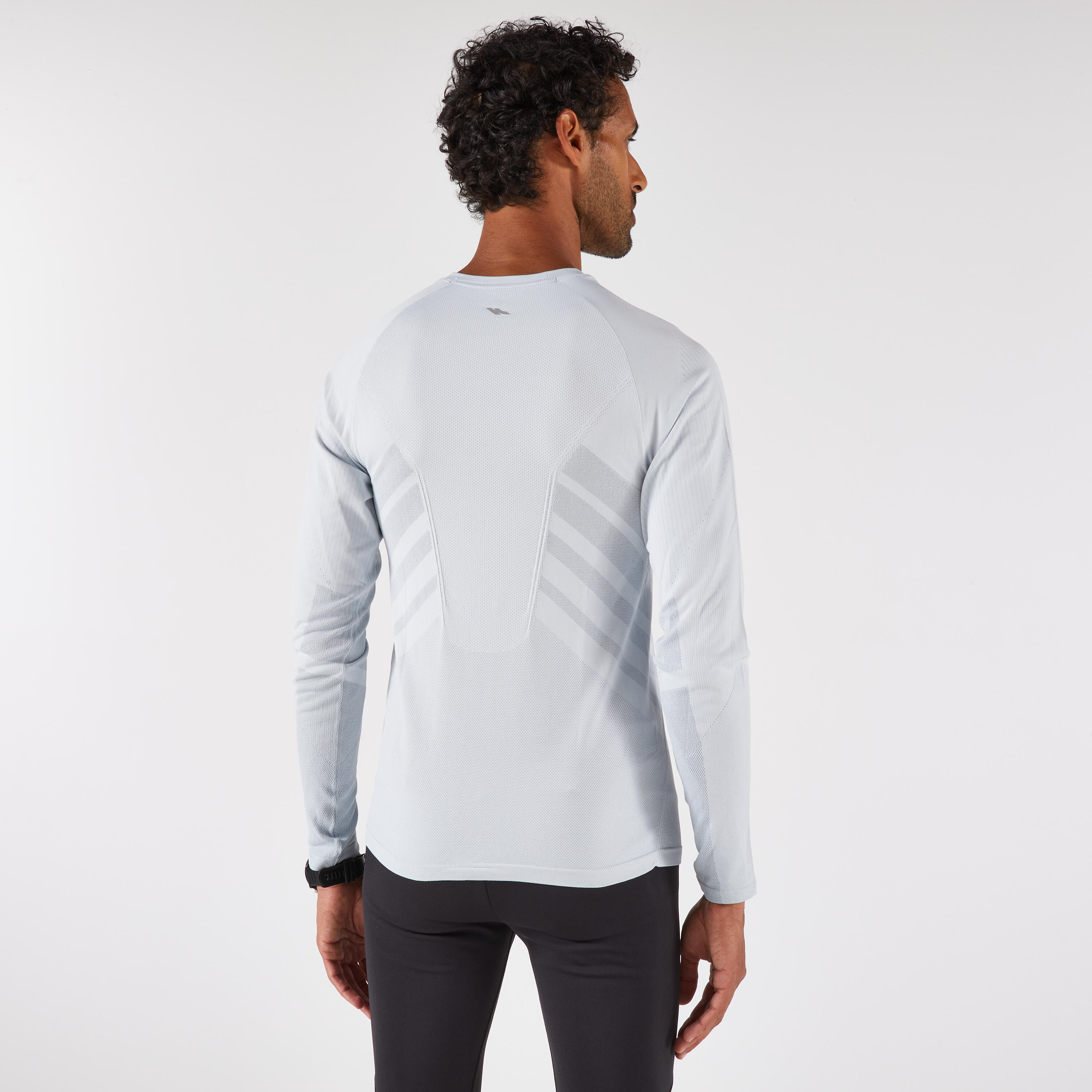 Maglia termica manica lunga running uomo RUN 500 grigio chiaro 2/8