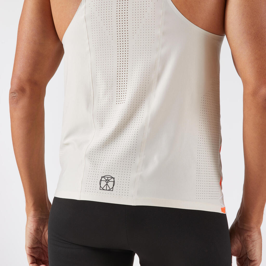 Men's Running Premium Tank Top Kiprun 900 Replika OBVIOUS Beige