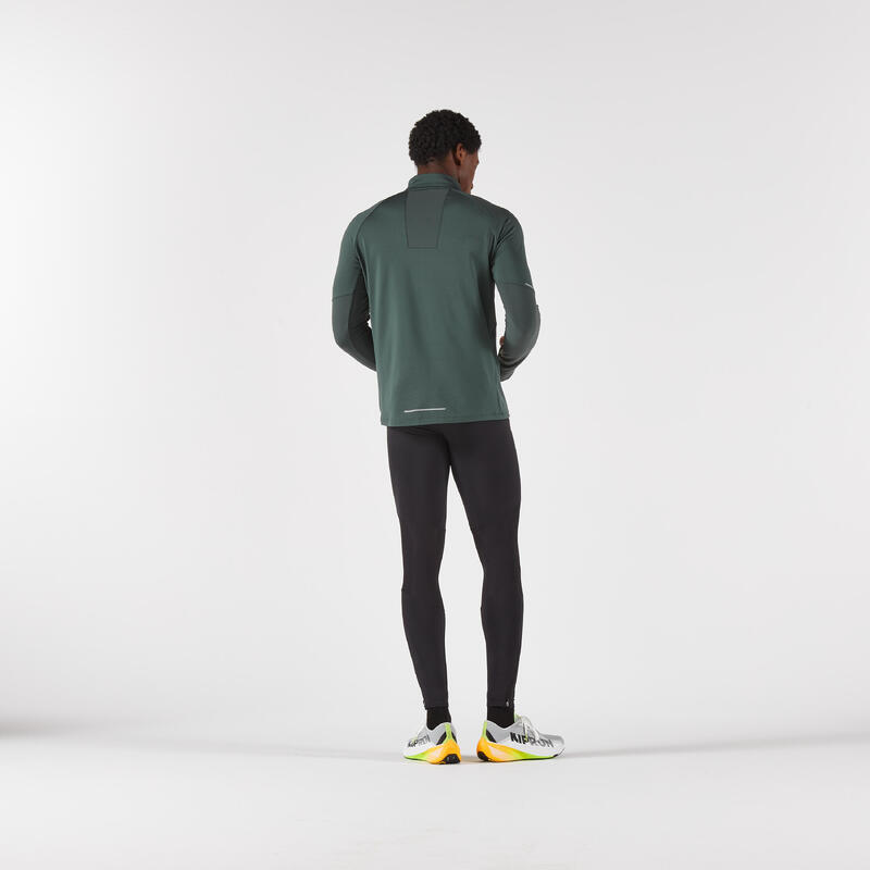 Erkek Uzun Kollu Koşu Tişörtü - Haki - Kiprun Run 500 Warm