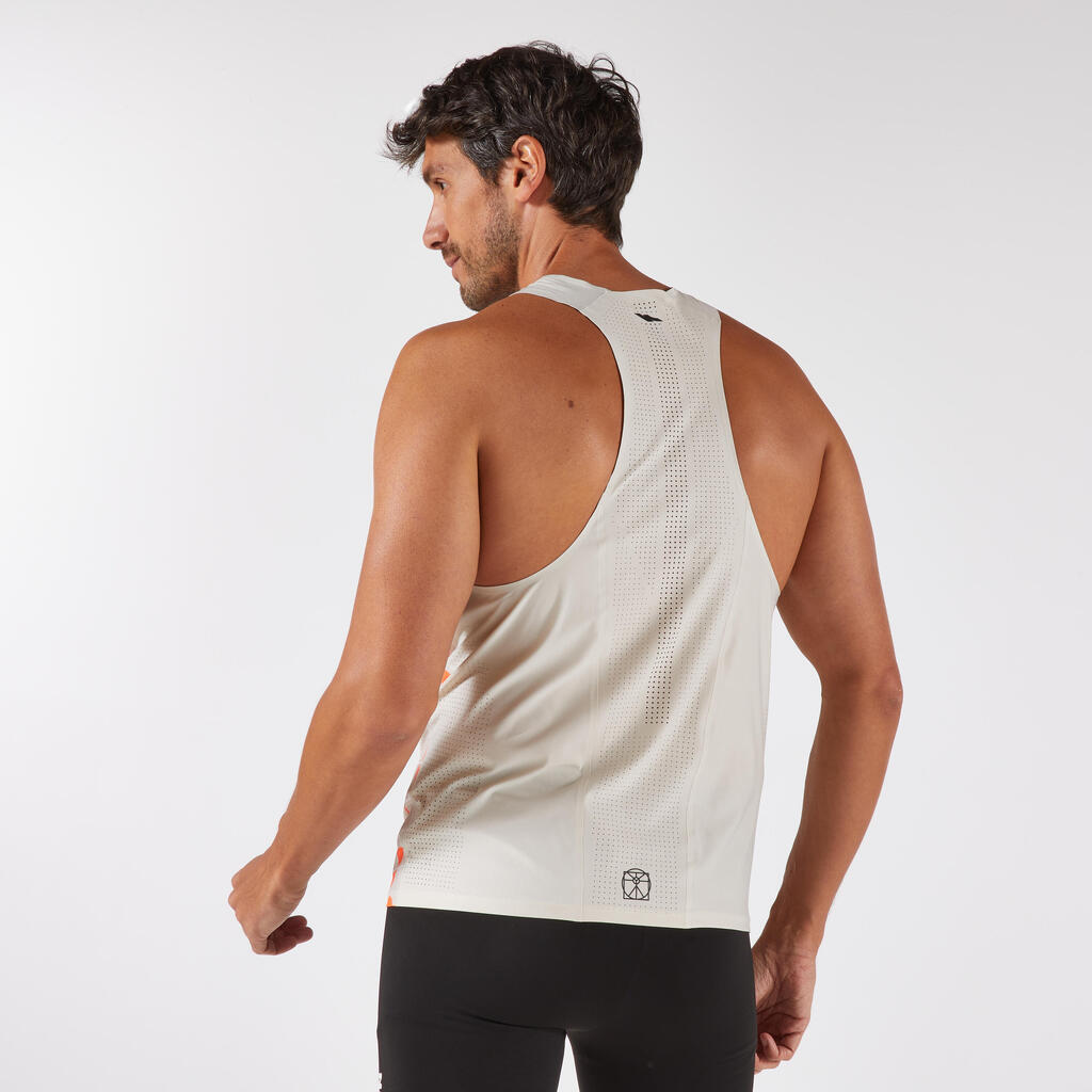Men's Running Premium Tank Top Kiprun 900 Replika OBVIOUS Beige