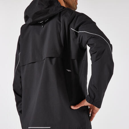 Куртка чоловіча RUN 500 для бігу водонепроникна чорна