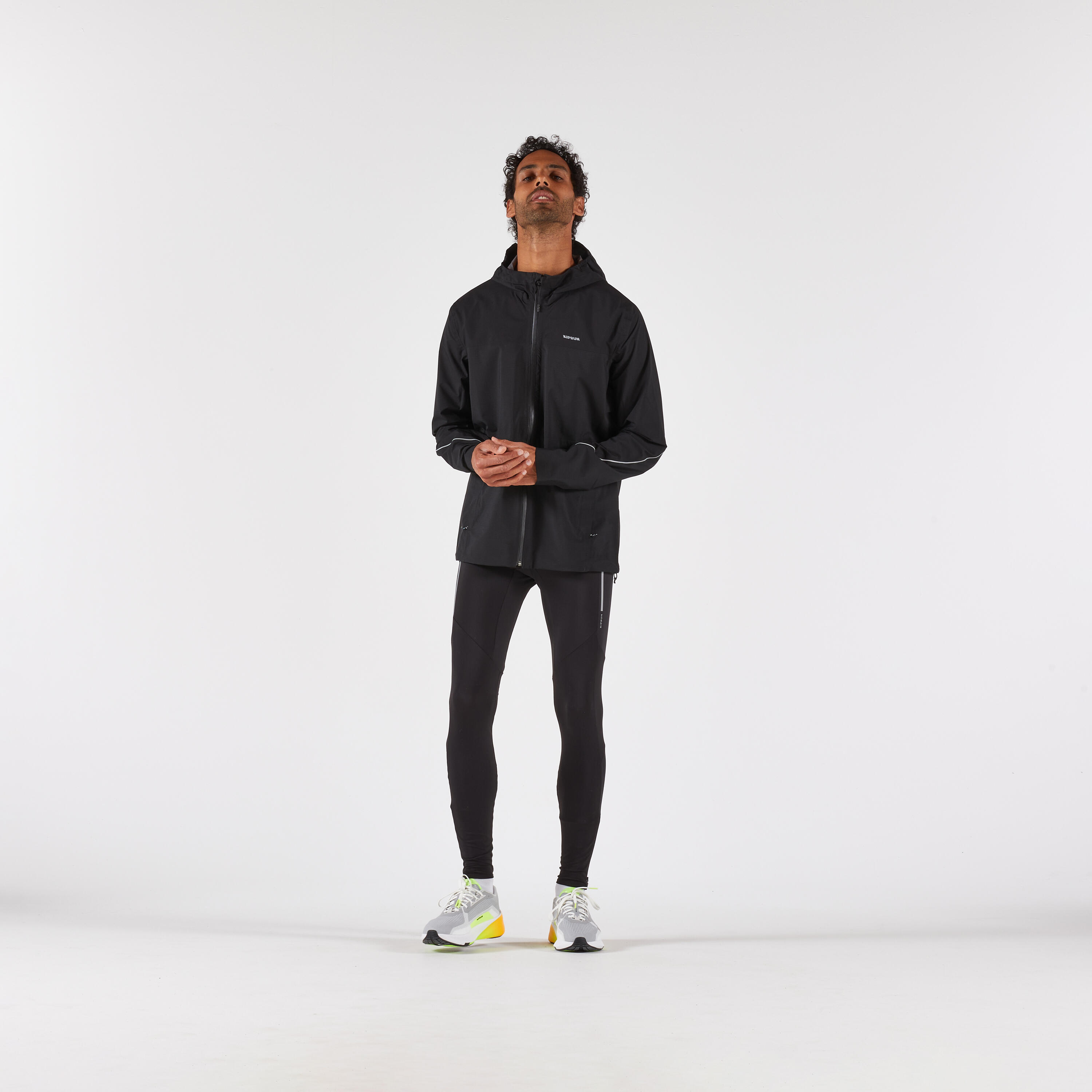 Veste imperméable running trail Homme, KIPRUN Run 500 noir