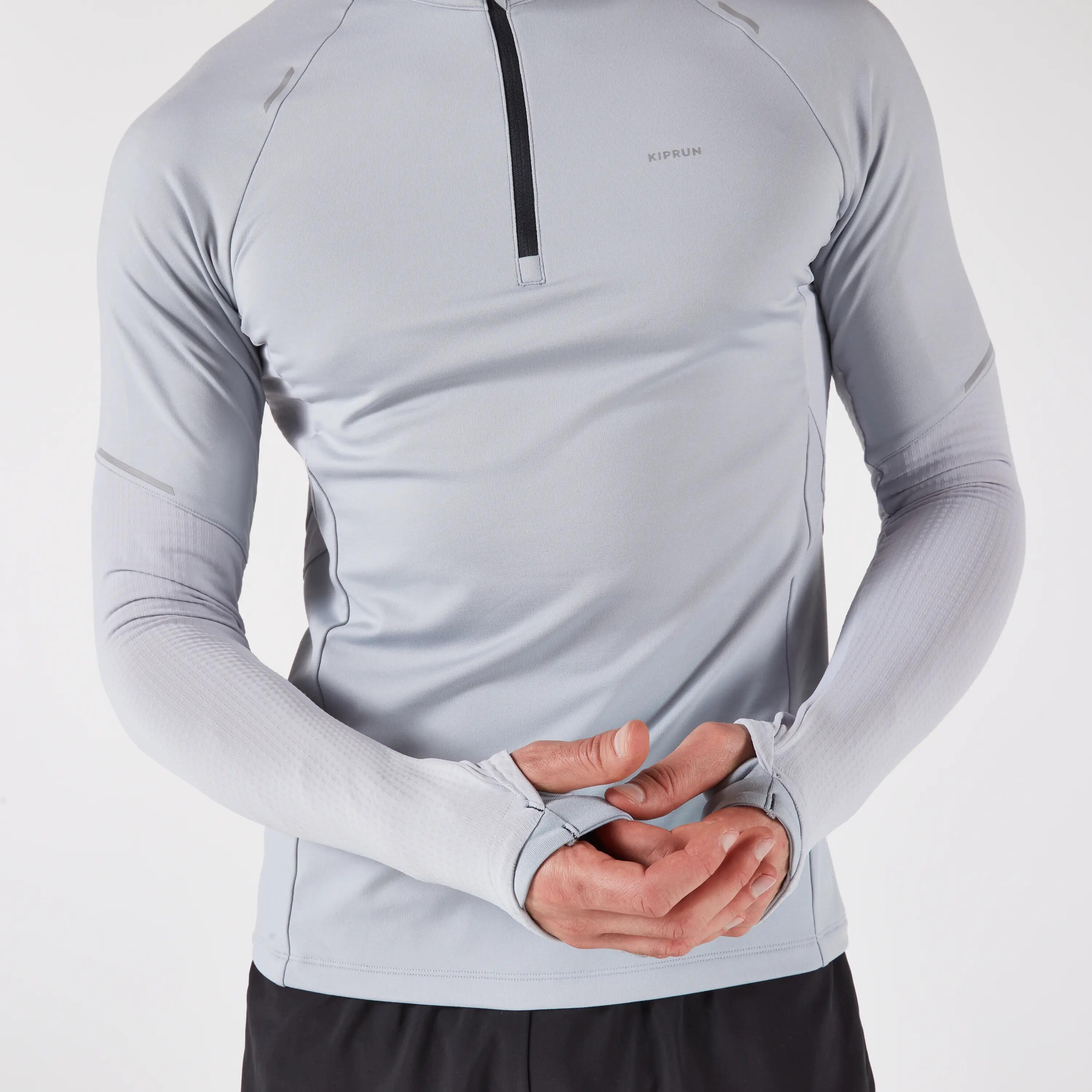 Chandail de course à manches longues chaud avec demi-zip homme, Run 500 6/6