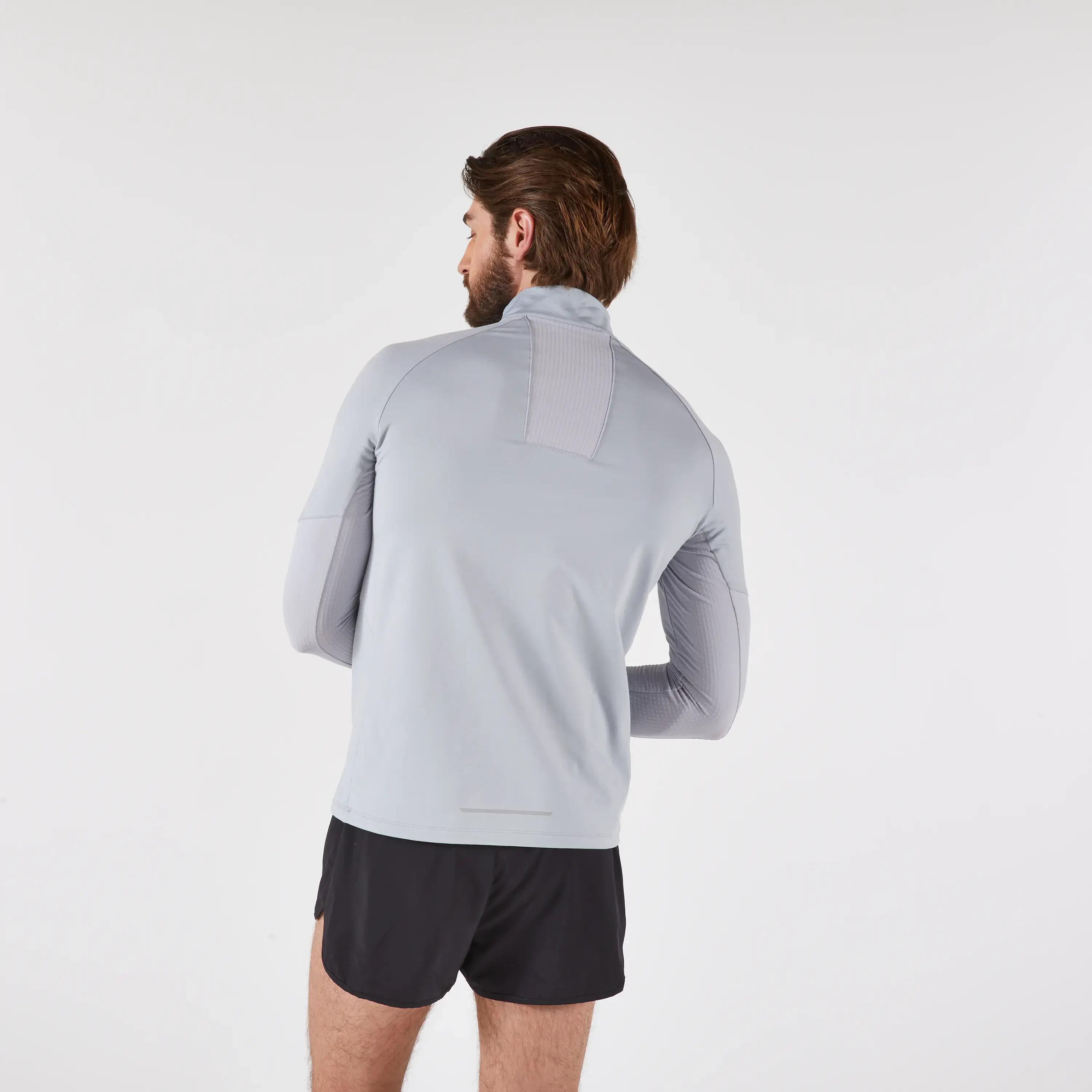 Chandail de course à manches longues chaud avec demi-zip homme, Run 500 4/6