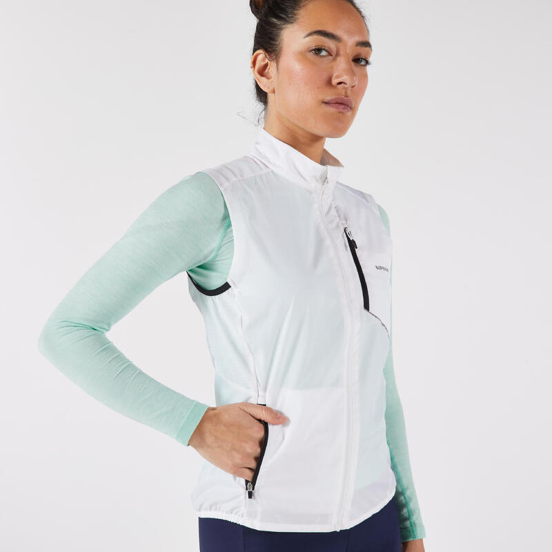 Kadın Kolsuz Koşu Rüzgarlığı - Beyaz - Kiprun Run Wind 500
