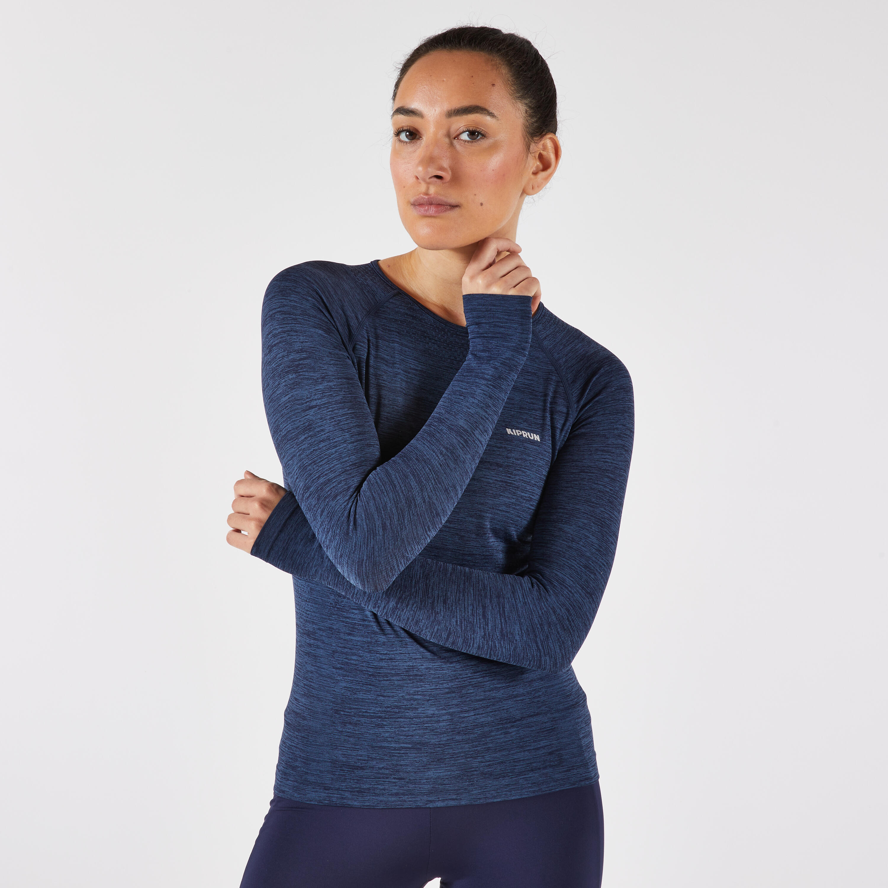 Maglia termica manica lunga running donna RUN 500 CARE blu 4/6