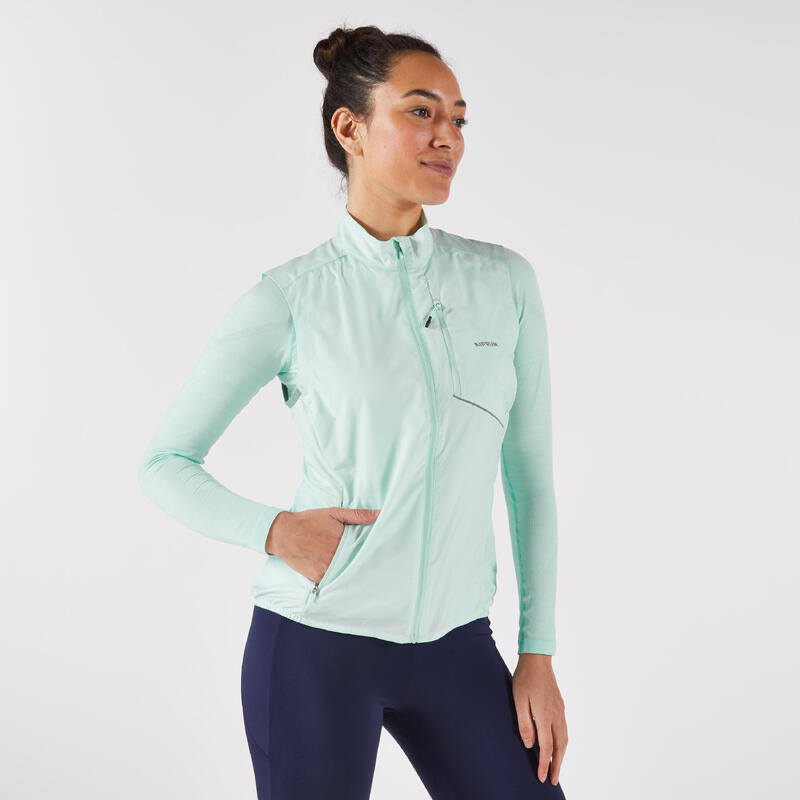 Kadın Kolsuz Koşu Rüzgarlığı - Açık Yeşil - Kiprun Run Wind 500