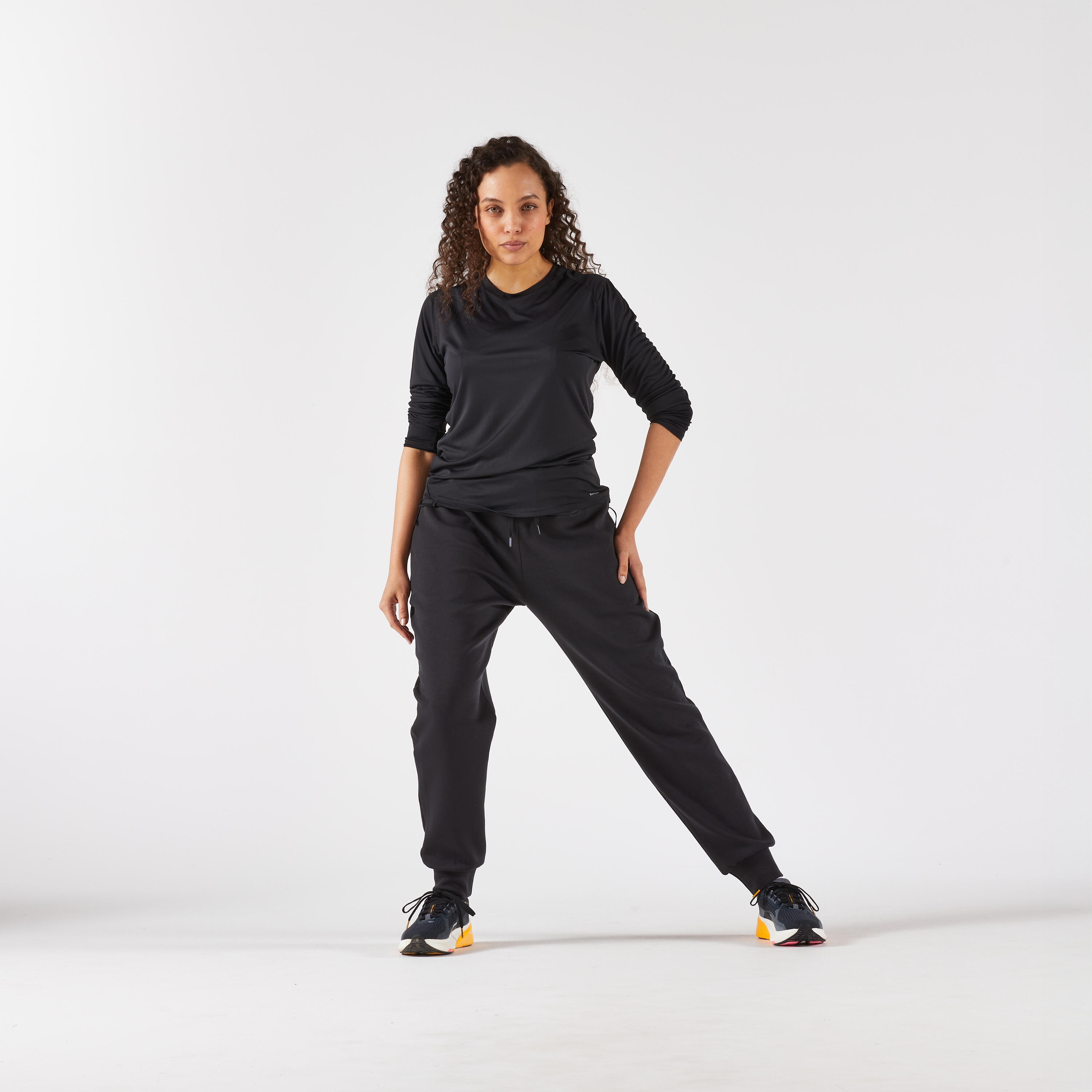 Pantaloni running donna RUN WARM 500 neri 3/10