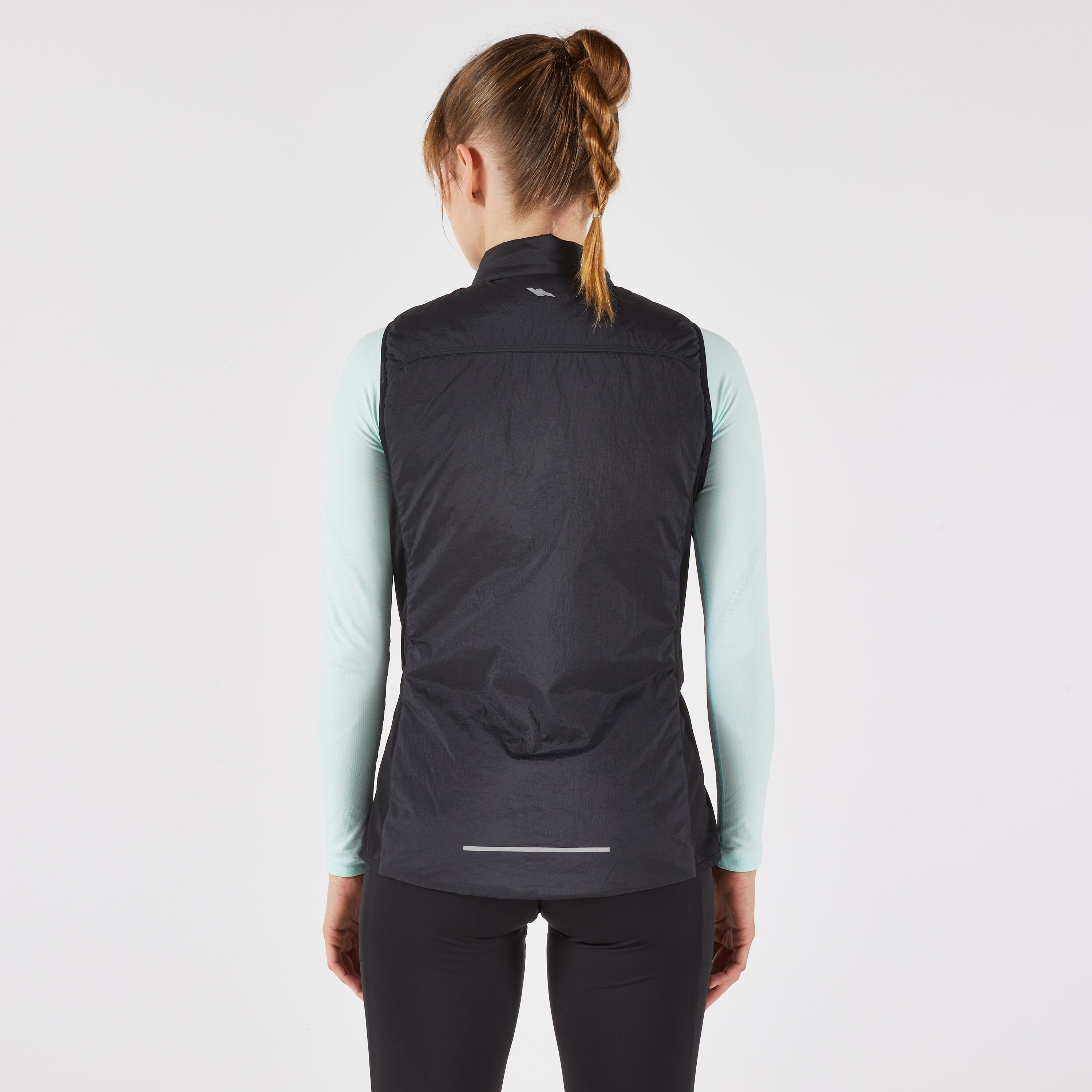 Chaleco cálido de running Mujer KIPRUN SM 500 Run Warm Negro