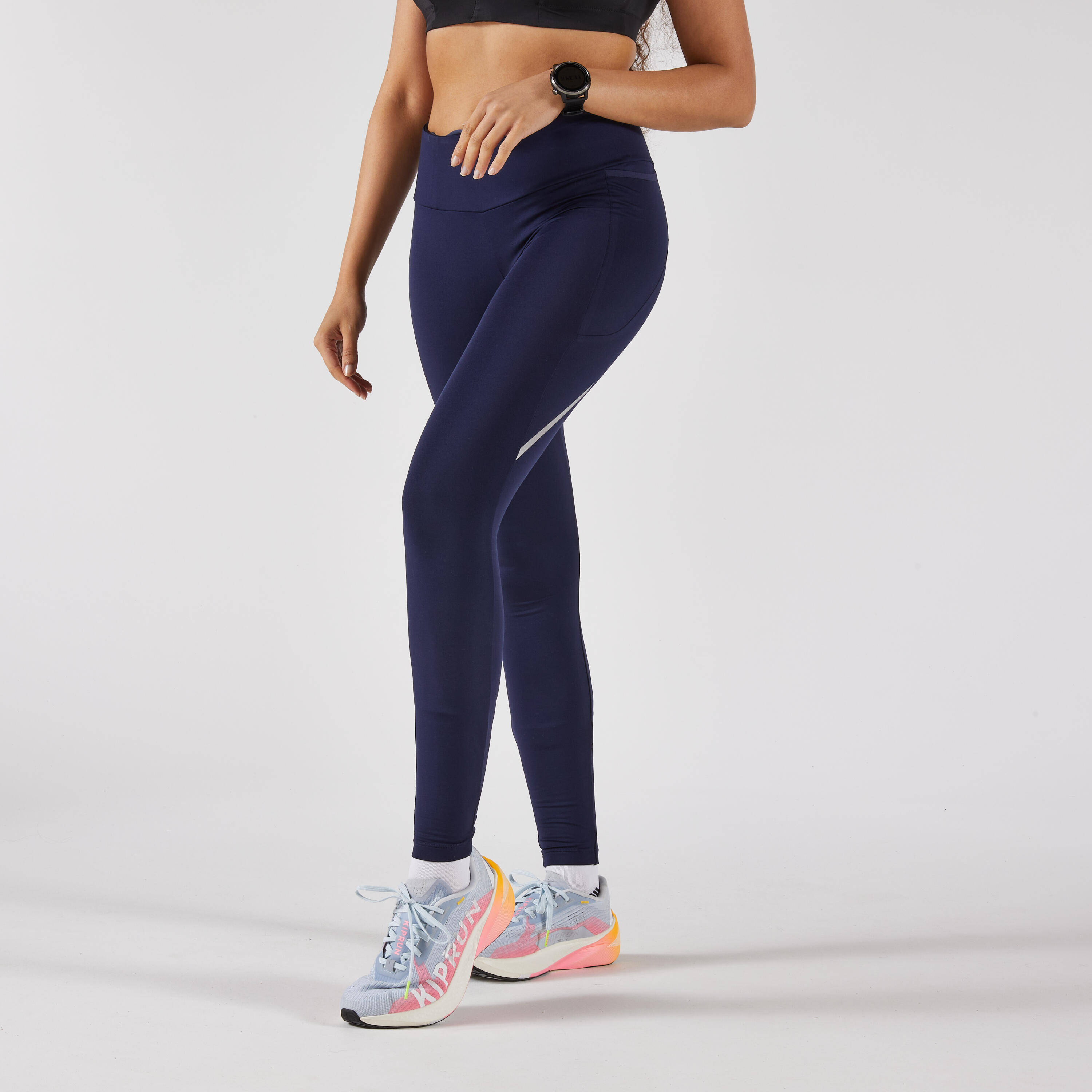 Women's warm running leggings, KIPRUN Run 500 Warm Steel blue -  2