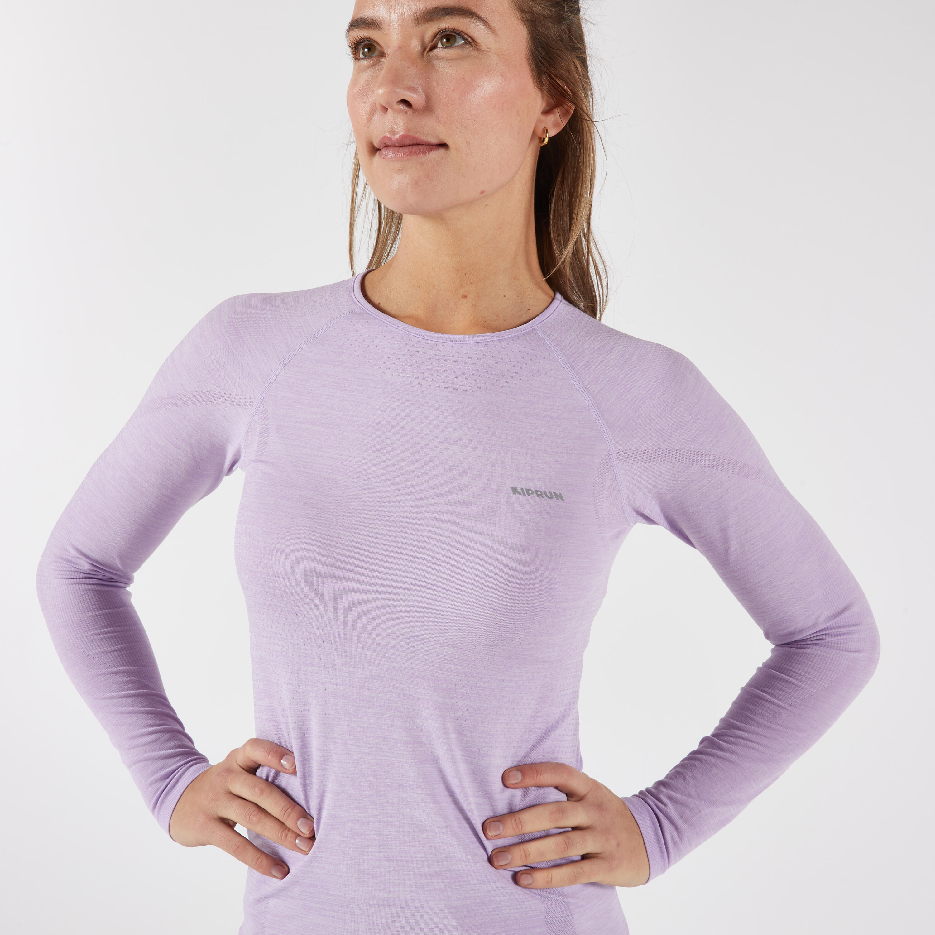 KIPRUN Run 500 Women's Long-Sleeved Seamless Running T-Shirt - Lilac