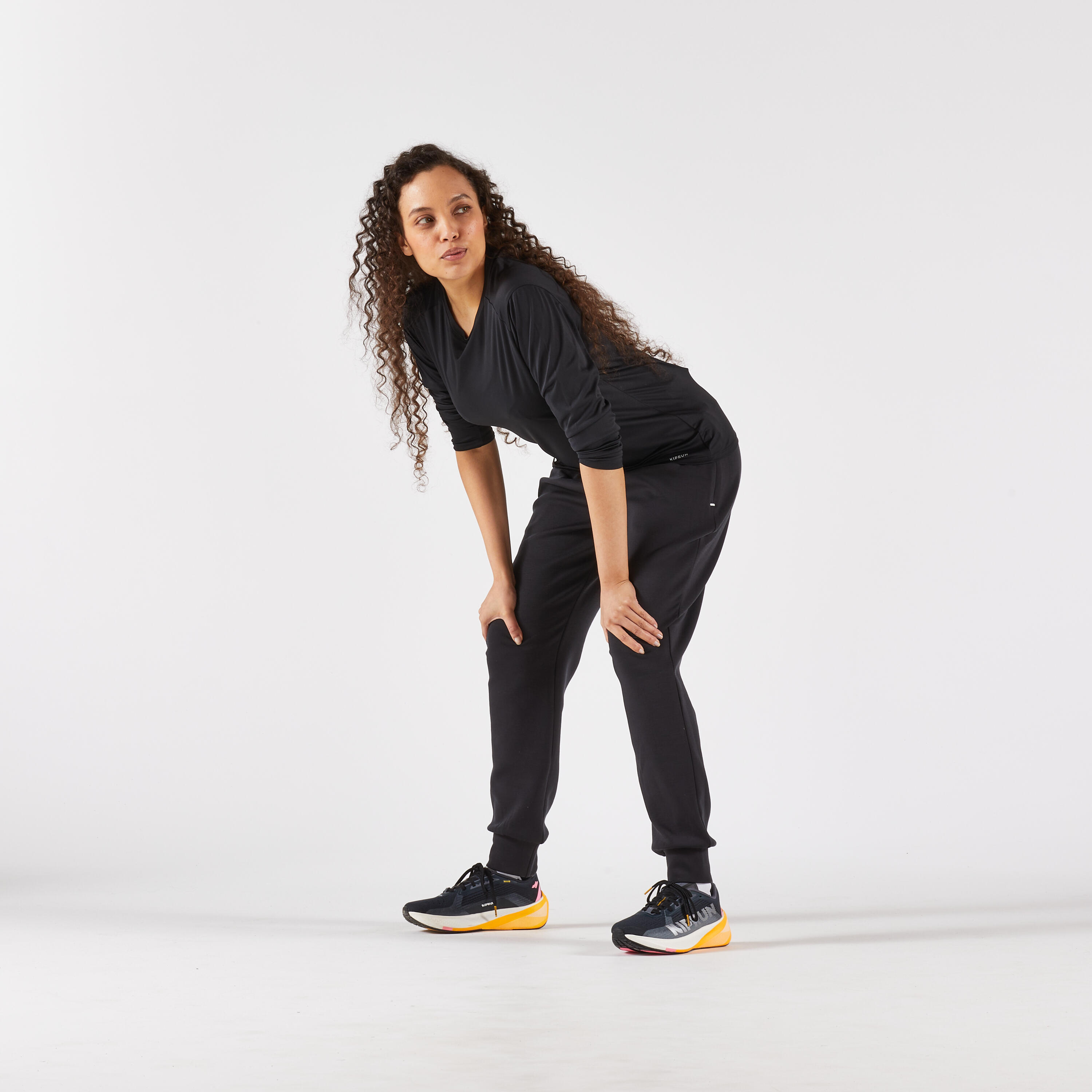 Pantaloni running donna RUN WARM 500 neri 4/10