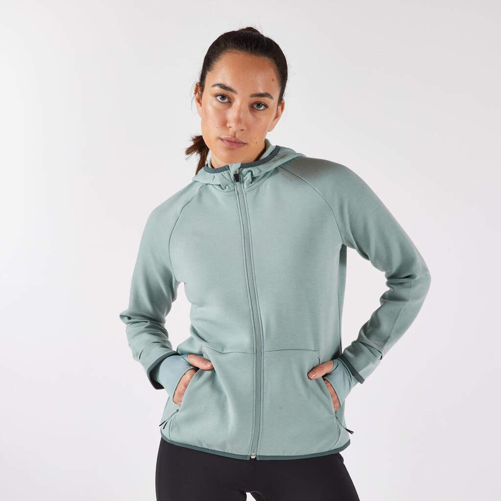 KIPRUN Run 500 topla ženska tekaška jakna - ledeno zelena